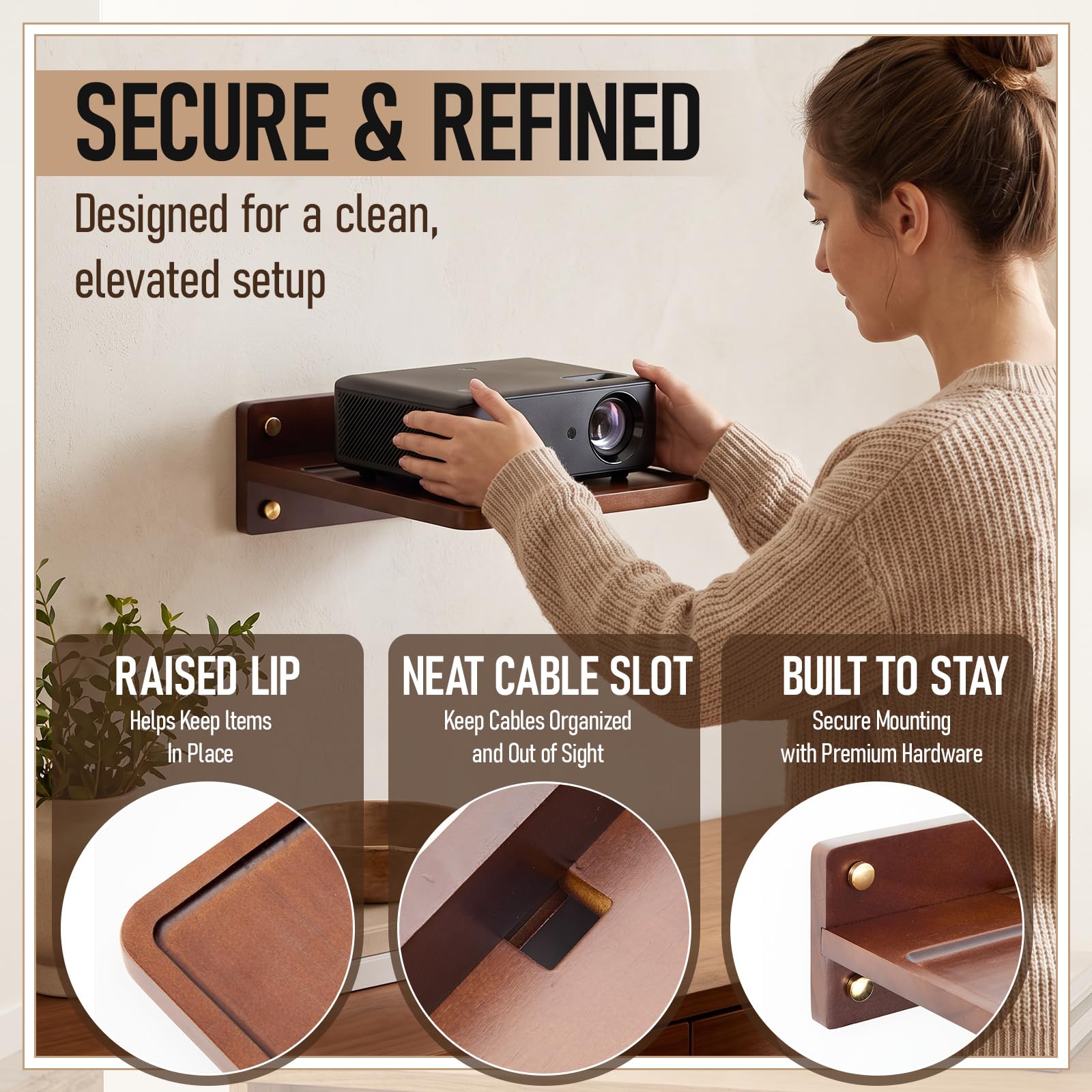 CroBlissful Estante flotante de madera para montaje en pared de 14.2 x 11 pulgadas, estante flotante y soporte para caja de cables, router, módem, decoración de cine en casa para sala de estar