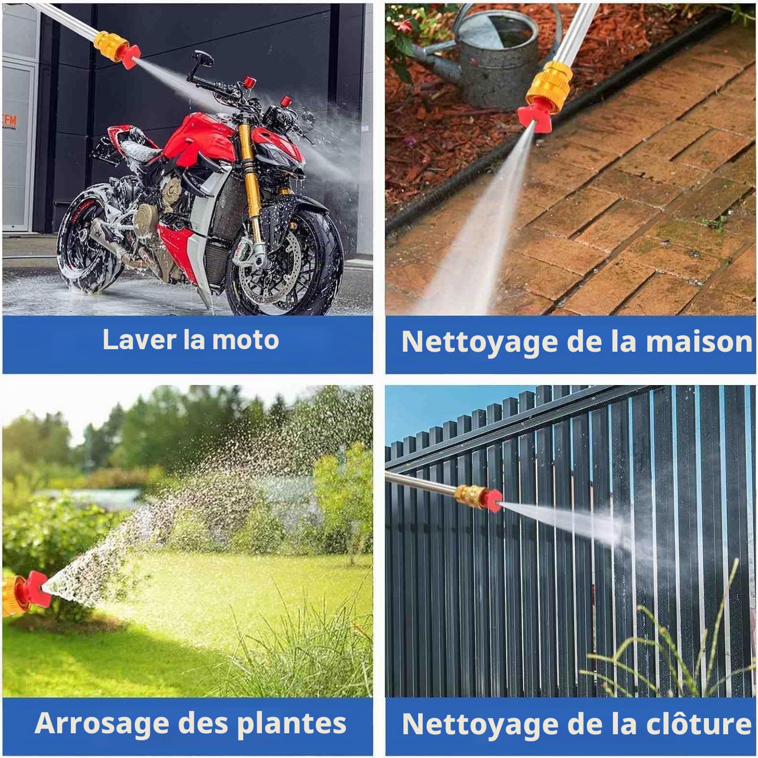 Nettoyeur Haute Pression, Nettoyeur Haute Pression sans Fil Nettoyeur Haute Pressions sur Batterie, 21v 6000mah, Tuyau de 5M, Pistolet Haute Pression pour Lavage et Arrosage de Voiture (1 Batterie)