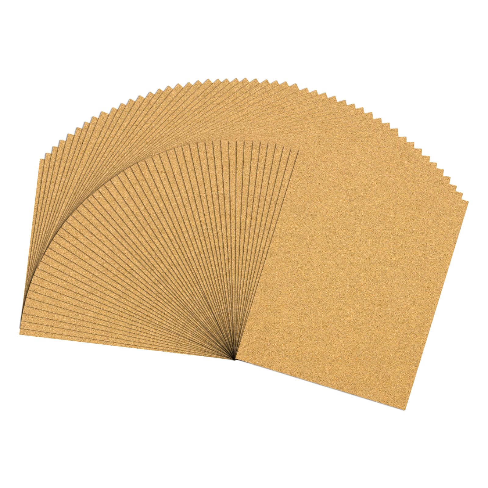 Rebower 50 Pcs 60 Grit Sandpaper, 9 x 11 Inch Sand Paper Alumina Abrasive Sanding Paper [ for Wood Craft & Furniture Repair & DIY Projects & Drywall Metal Auto Grinding], Gold