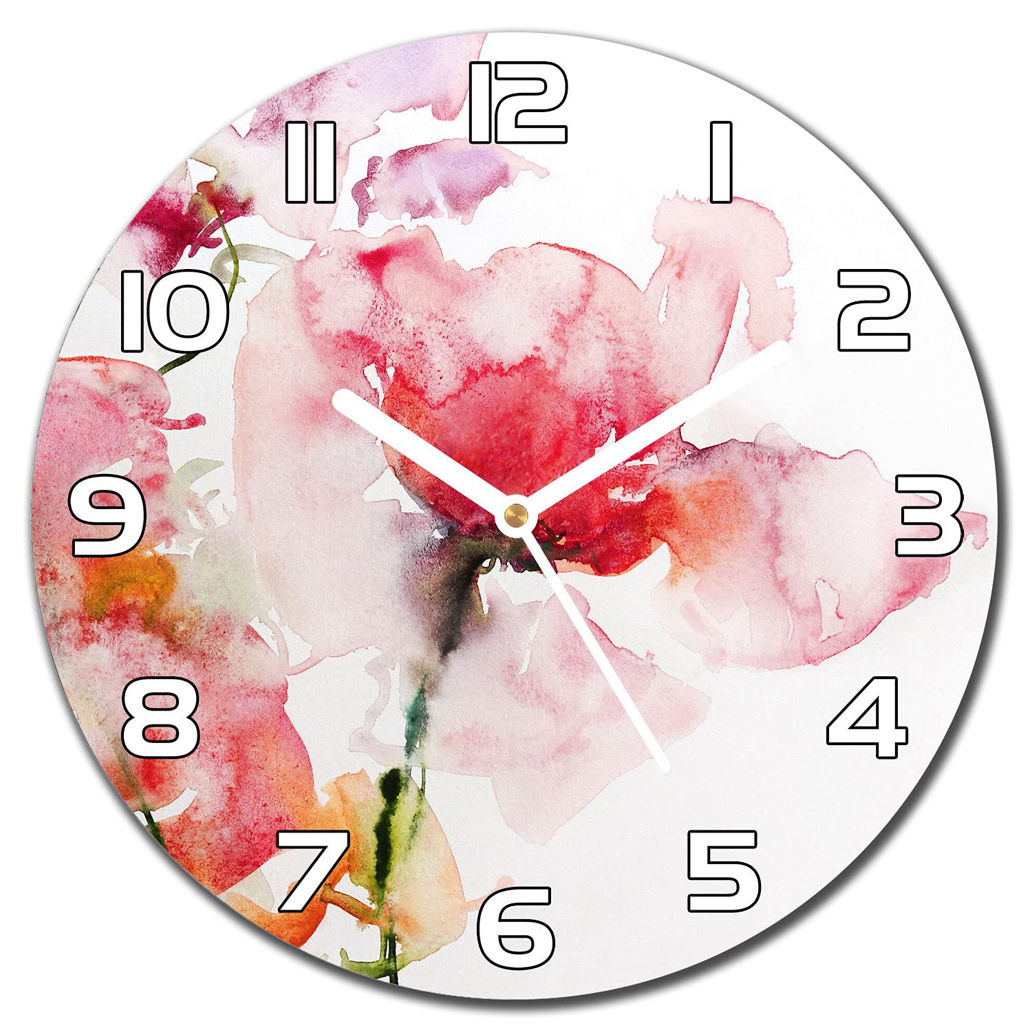 Horloge en verre de sécurité 30 cm motif floral moderne haut de gamme Coloray