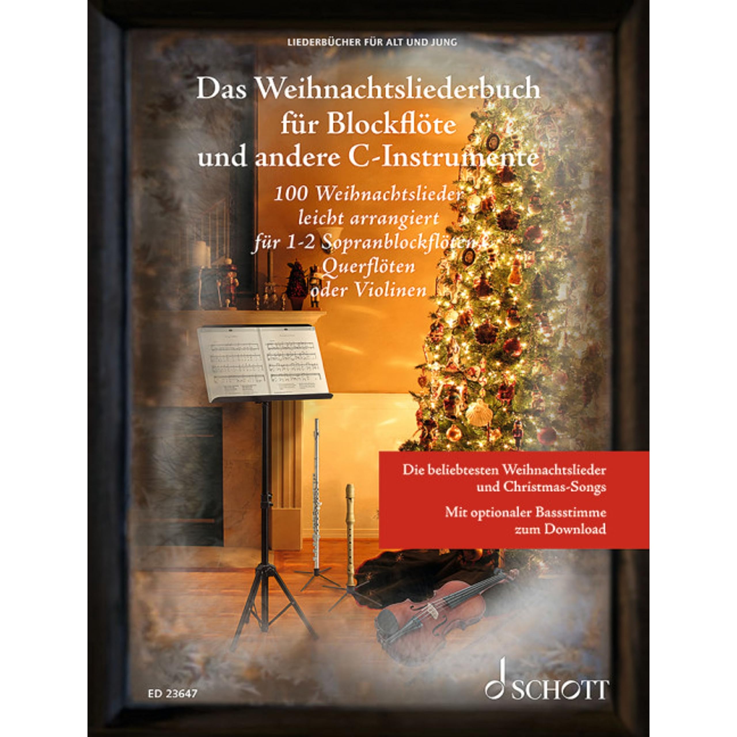 Flute a bec soprano : partitions faciles de Noel avec 100 chansons traditionnelles