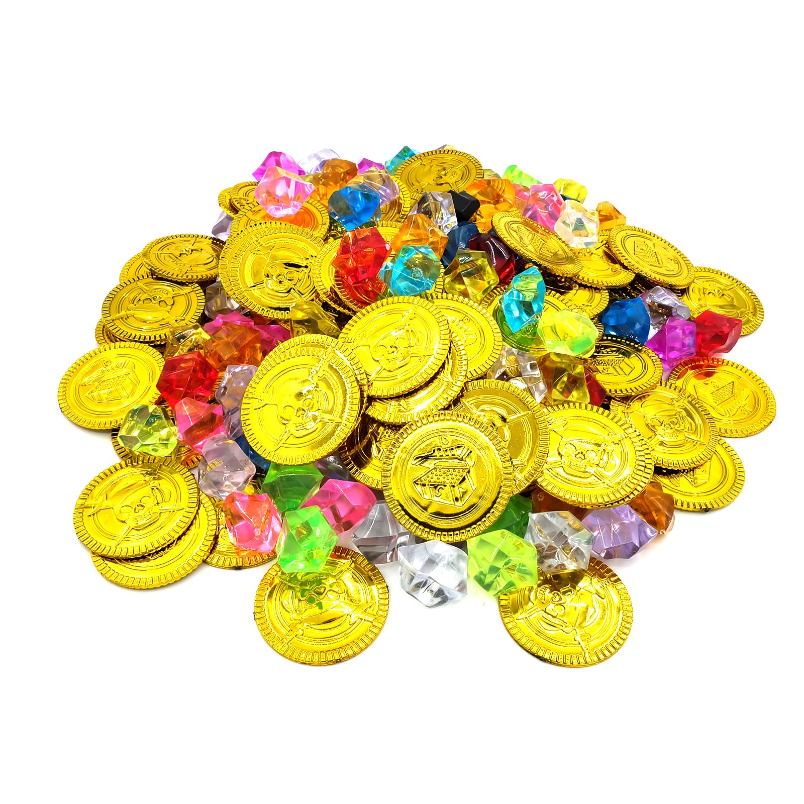 200 szt. zestaw skarbów piratów, złote monety, pirat, kamienie szlachetne, pirat, do polowania na padlinożerców, motyw pirata, impreza tematyczna, urodziny, Halloween, Święto Dziękczynienia,