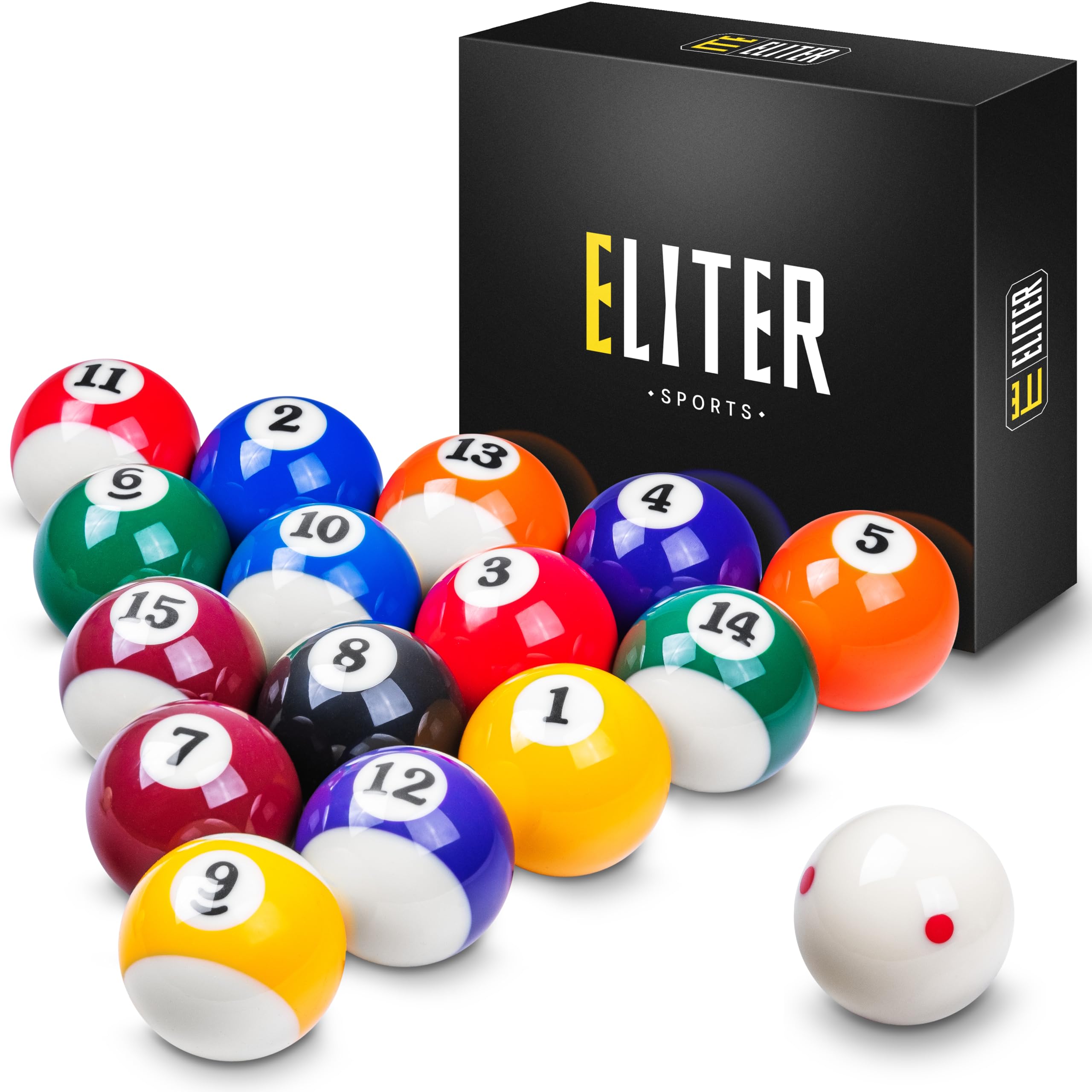 Juego de Bolas de Billar de Resina Fenólica – 16 Bolas de Billar 2-1/4 Pulgadas (57,2 mm) con Bola Blanca para Mesas de Billar Estándar