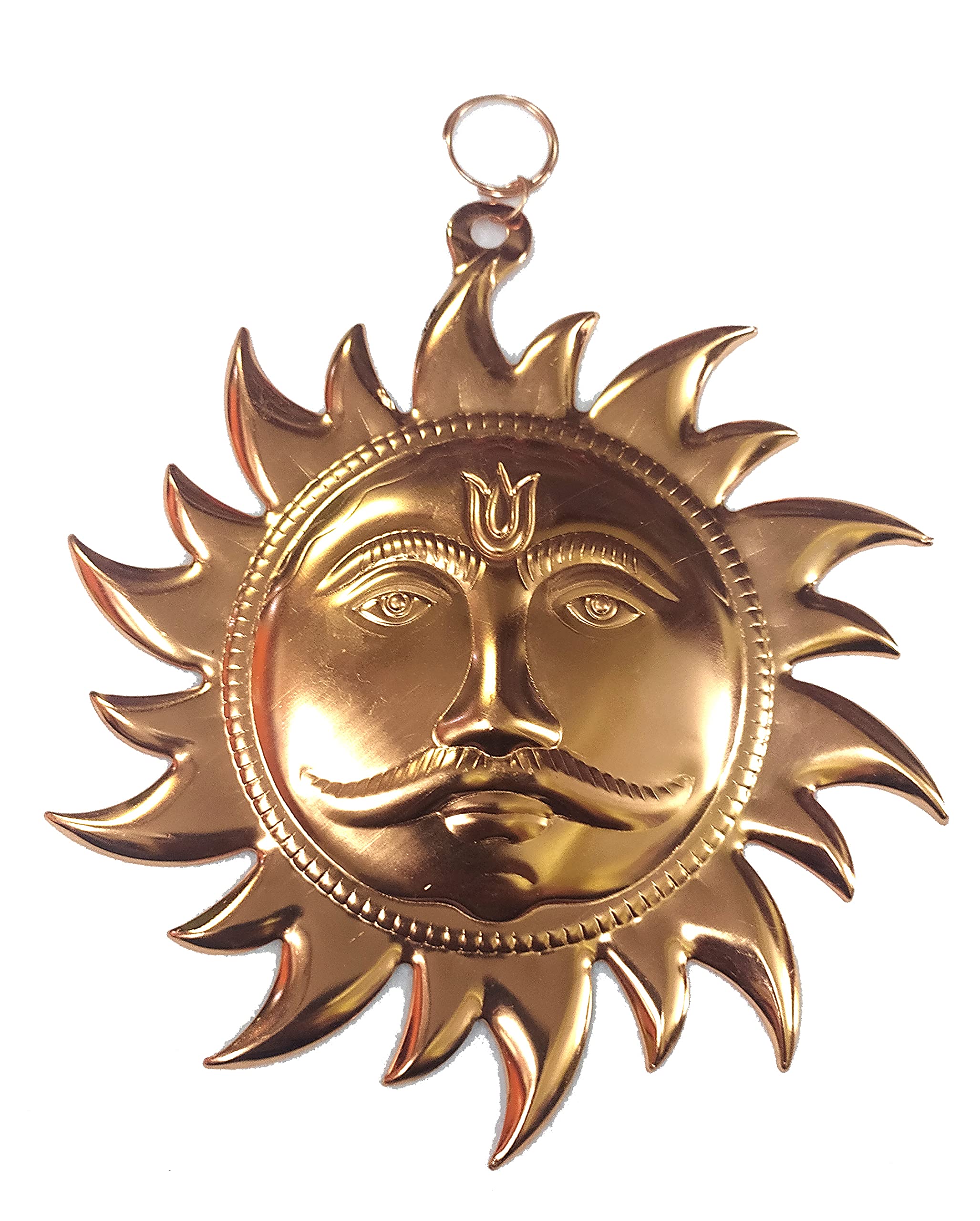 Beauty Tool Golden Sun Face Hanging, Round Shape, Brass Made, Size Aprox 7inches and 60g, Golden Sun in Box | Pack of 1 |