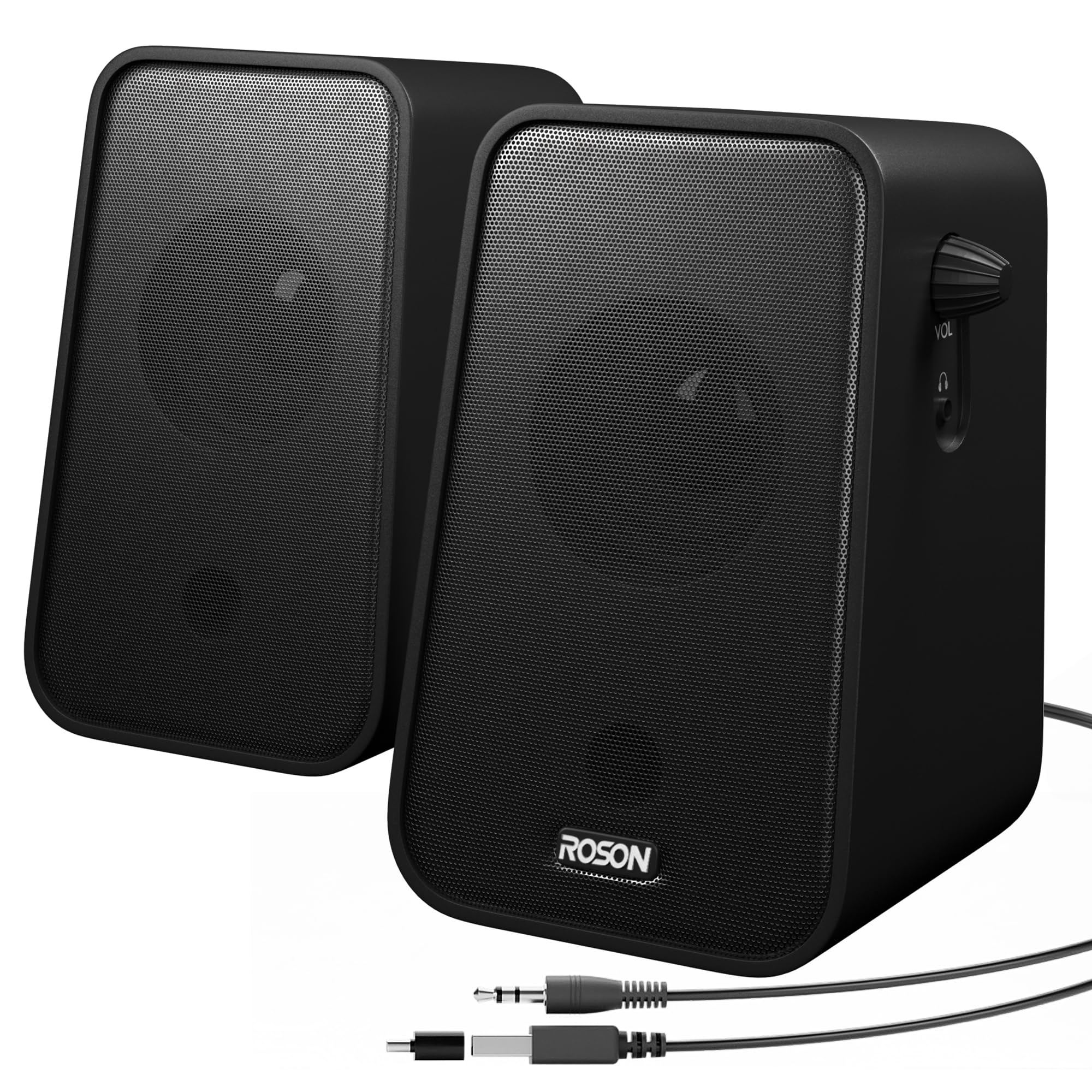 ROSON Computer Speaker, Compact Size Speaker with Headphone Jack, Enhanced Bass and Volume Control, Stereo 2.0 USB Powered 3.5mm Aux Multimedia Speakers for Laptop/Desktop/Tablets/Phone-image-15