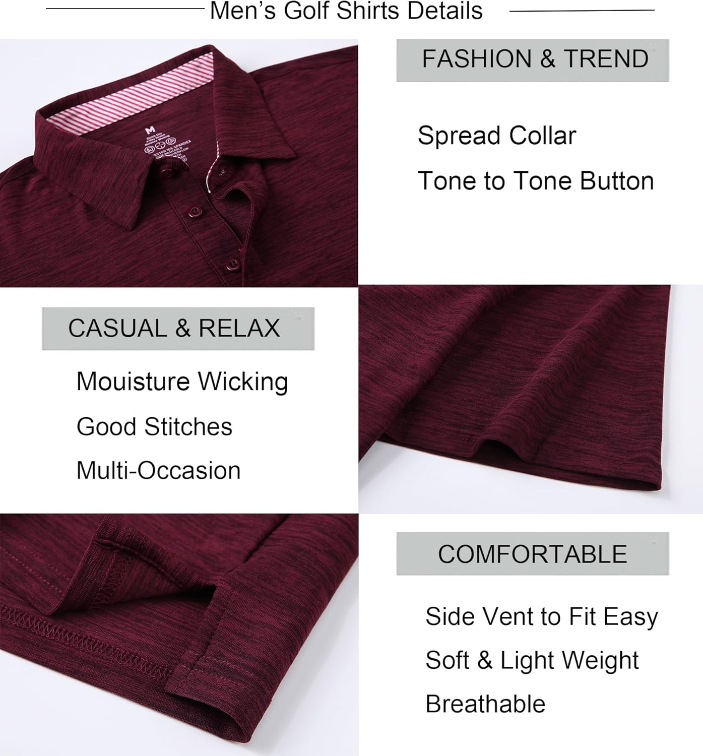 Alex Vando Mens Golf Shirt Moisture Wicking Quick-Dry Short Sleeve Casual Polo Shirts for Men - Image 4