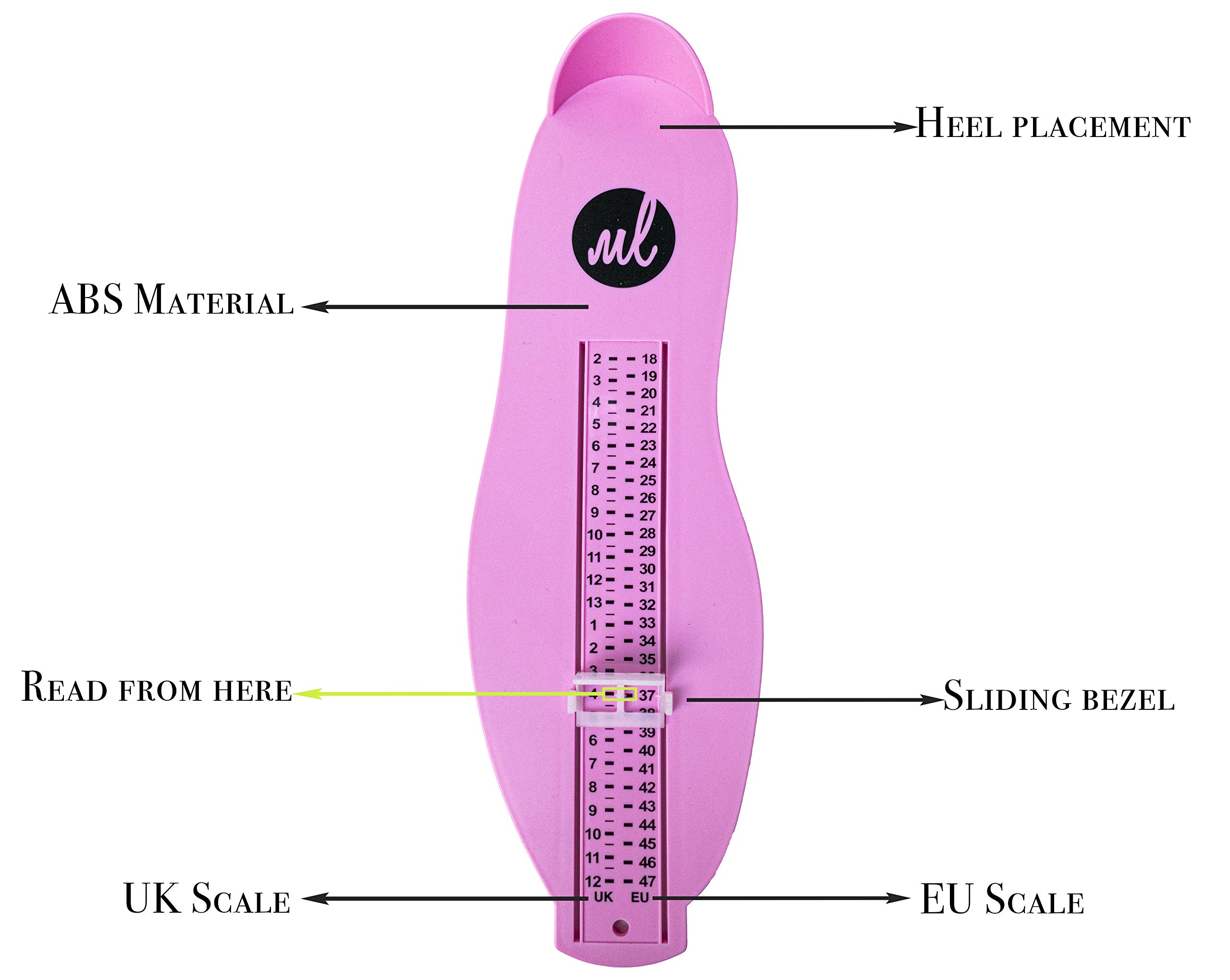 Milam London Appareil professionnel de mesure de pied familial pour enfant/adulte Tailles UK 2–12 / EU 18–47