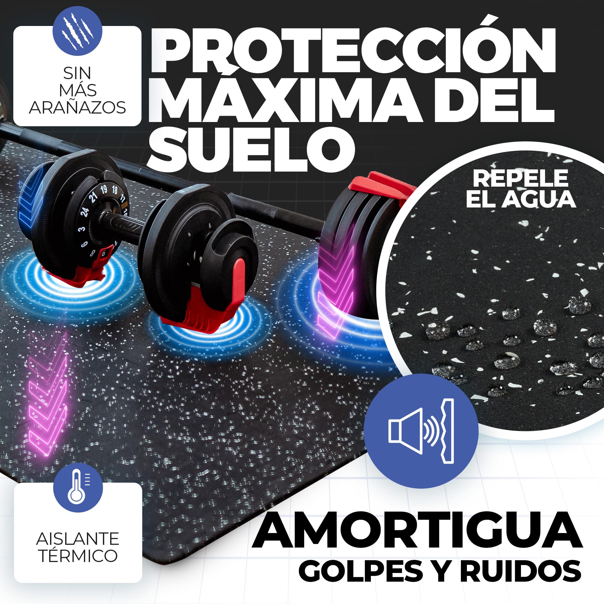 bemaxx Esterilla Fitness Suelo Gimnasio Caucho – Set de 9 Alfombras Puzzle Protector Suelo de Goma