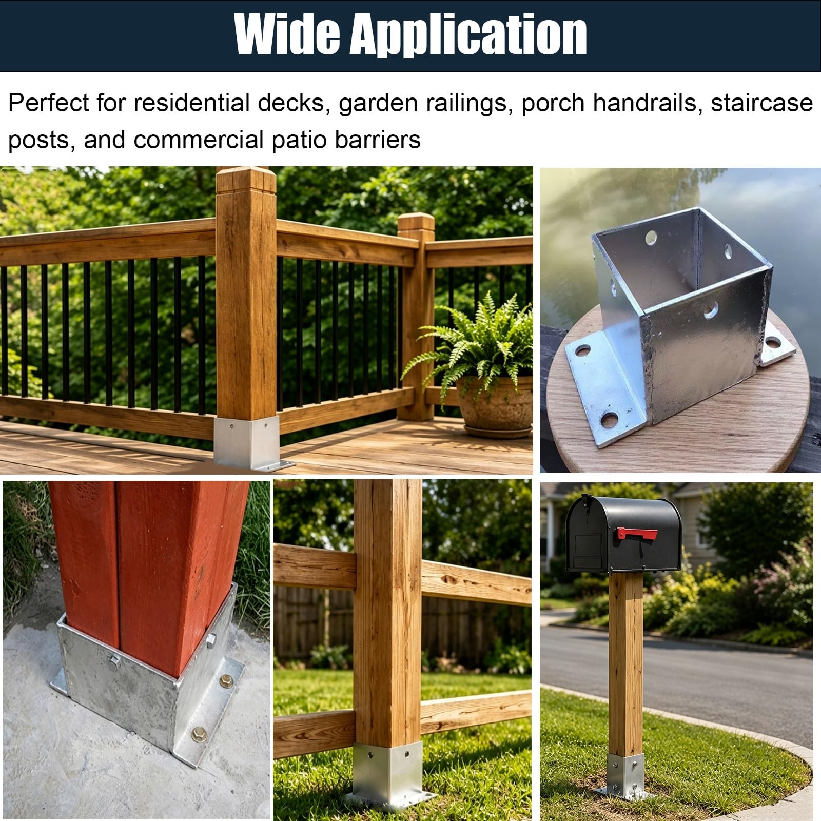 Moldura De Base Para Poste Madera Alta Resistencia | Soporte Estabilizador De Columna Plateado Para Terrazas, Barandillas, Porches O Pérgolas(1 pc,10.5x10.5CM/4.1x4.1IN)