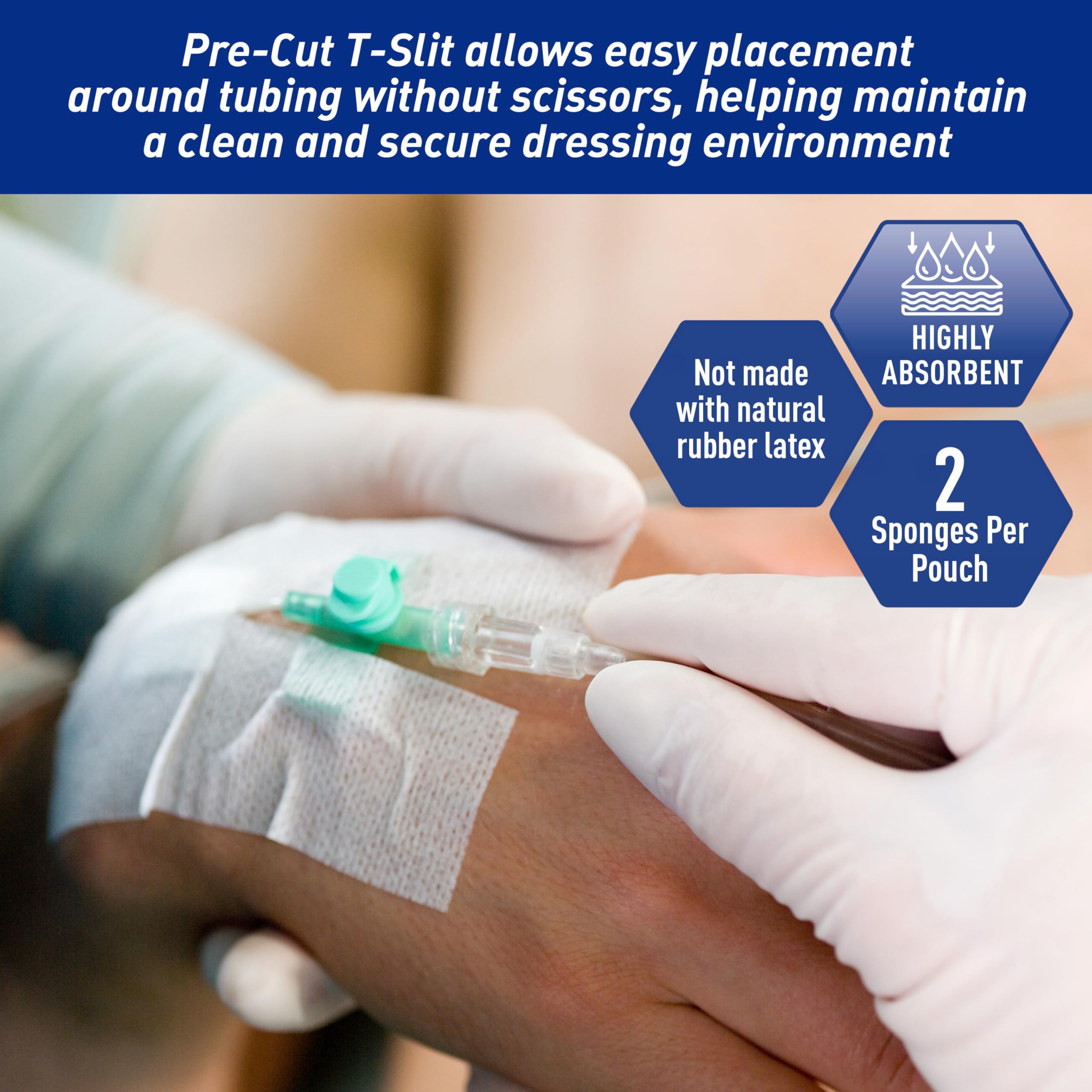 MED PRIDE Sterile Drain Sponges,4x4 in,6-Ply,Pre-Cut T-Slit,50-Count — Amazon image 4