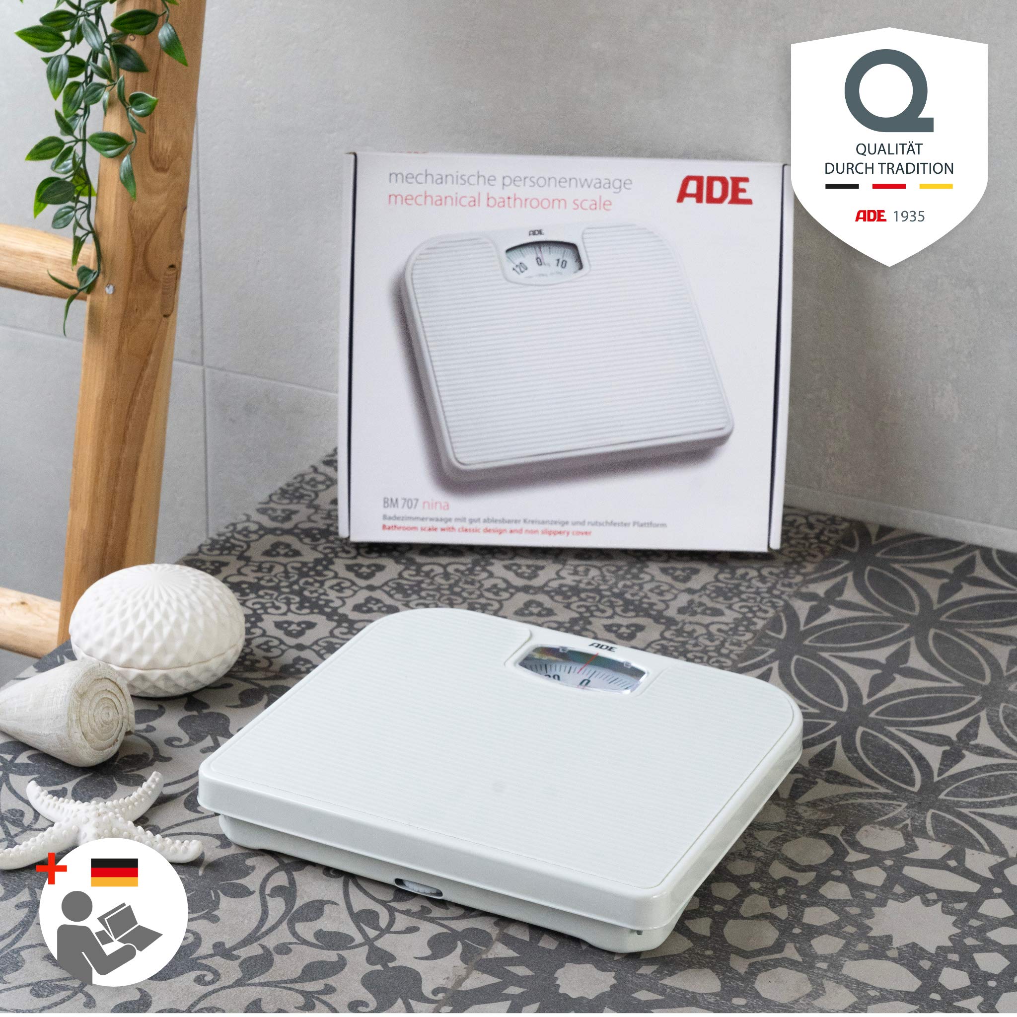 ADE BM 707 Nina Mechaniczna waga osobowa analogowa z tworzywa ABS biała