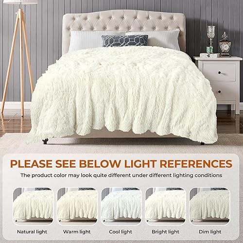 Miniatura 10 de TOONOW Manta de piel sintética extra suave y afelpada, tamaño Queen de 78 x 90 pulgadas, reversible, ligera, decorativa, súper suave y acogedora, de