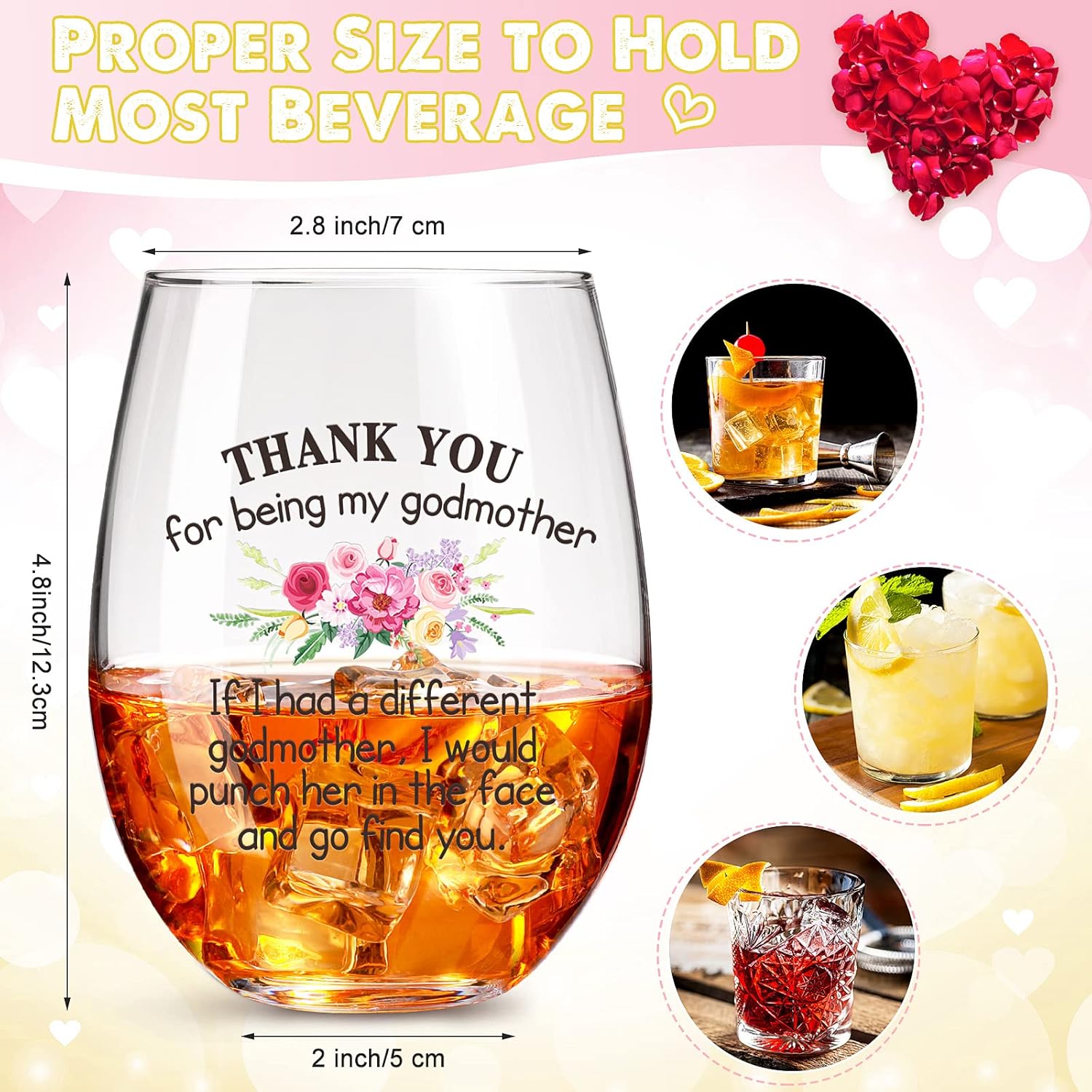 Patelai Thank You for Being My Godmother Wine Glass Mother's Day Valentine's Day Birthday Gift 17 oz Godmother Announcement Wine Glass from Godchild for Dear Mommy - Image 3