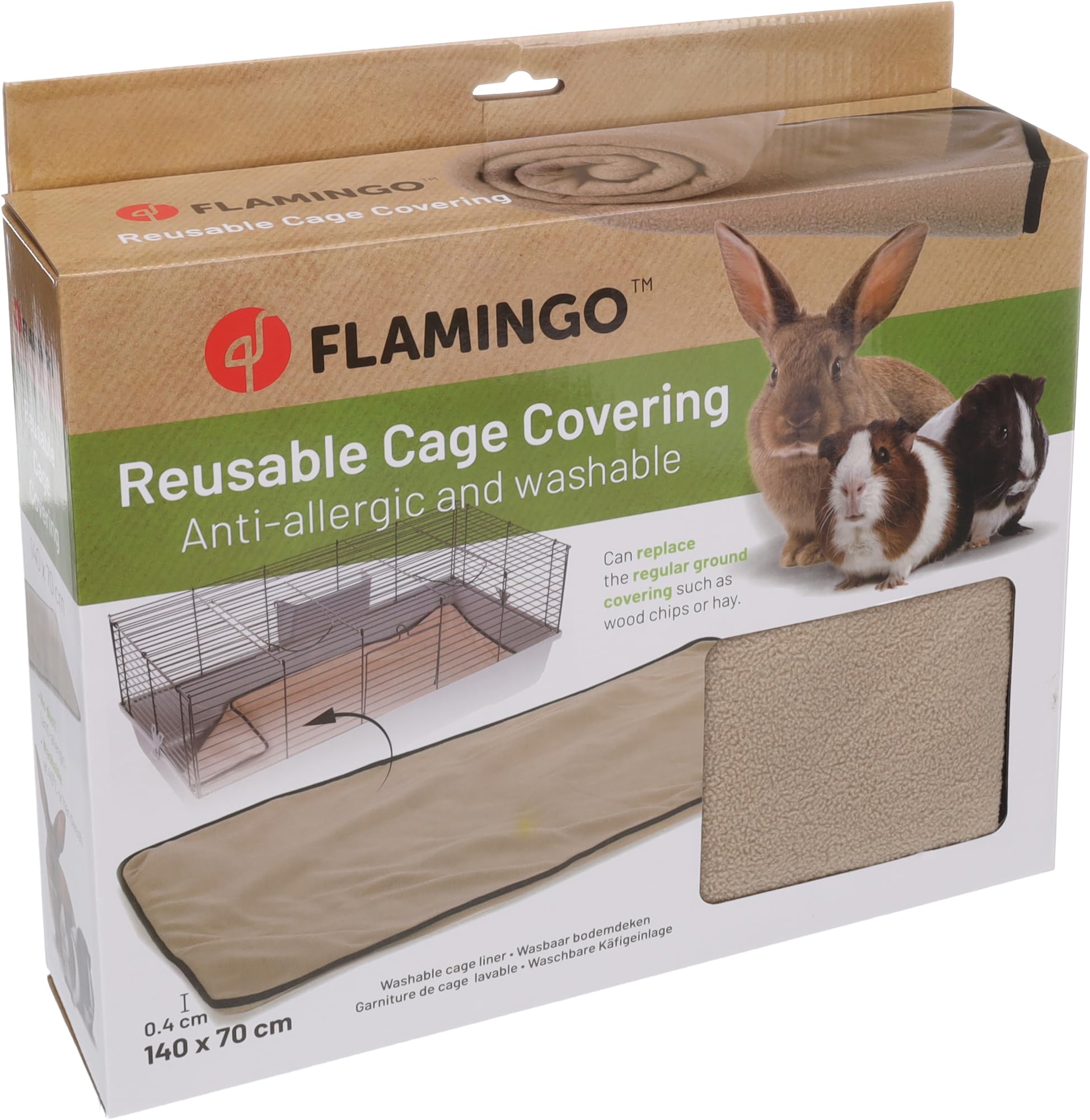 Tapis Lapin - Tapis Absorbant Taupe 140x70x0,4 cm - Textile 3 Couches - séchage Rapide - Lavable 40°C - sans poussière - idéal Cage Hamster