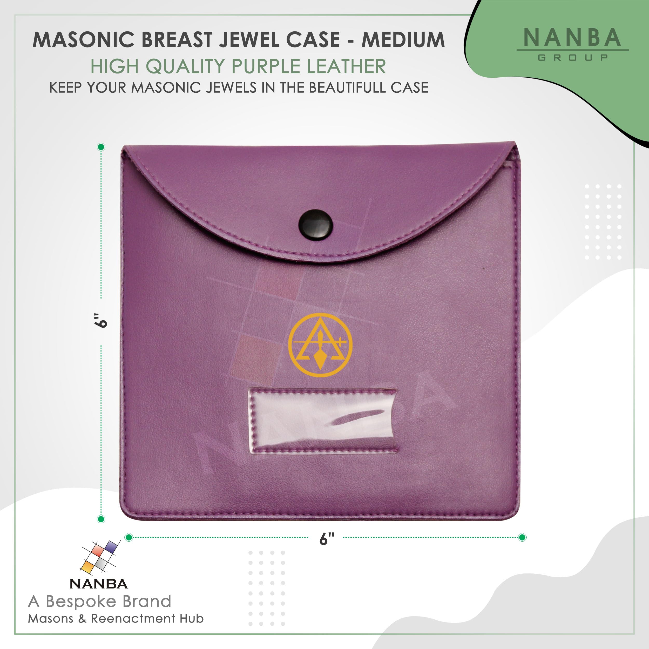 Masonic Regalia Pocket Jewel Holder Case Leather Carry Wallet with Soft Lining for Freemason Lodge Jewels