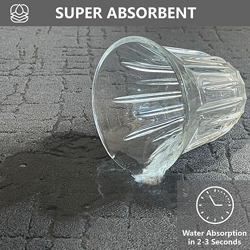 Miniatura 3 de Alfombra de baño absorbente delgada para debajo de la puerta, de secado rápido, parte trasera de goma, parte delantera de bañera, ducha, lavabo,