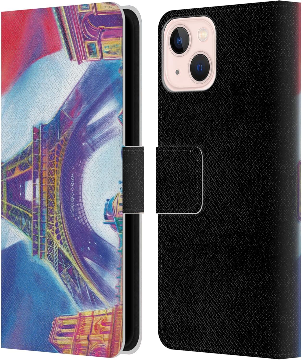 Head Case Designs Officially Licensed P.D. Moreno Paris 2 Cities Leather Wallet Case Compatible with Apple iPhone 13