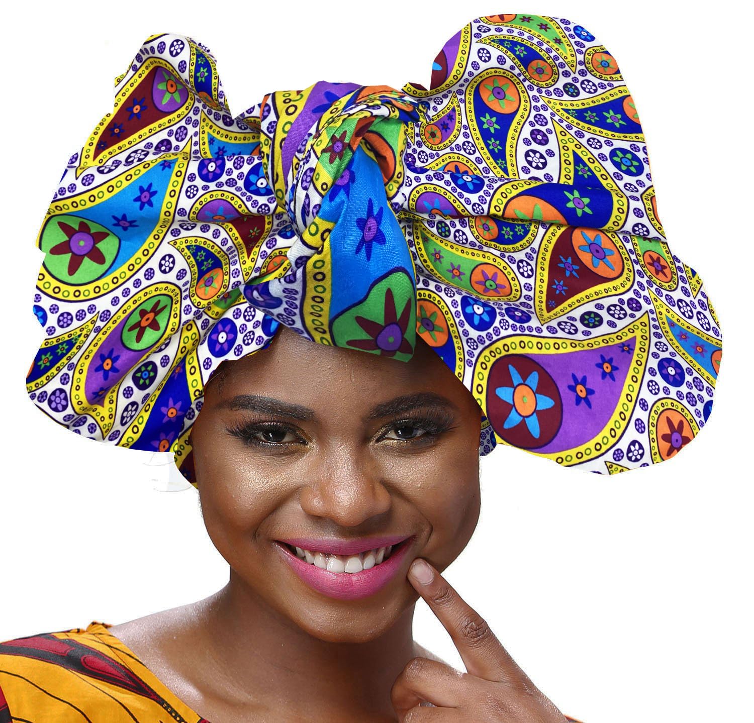 Shenbolen African Traditional Wax Print Head wrap Headwrap Scarf Tie,One Size