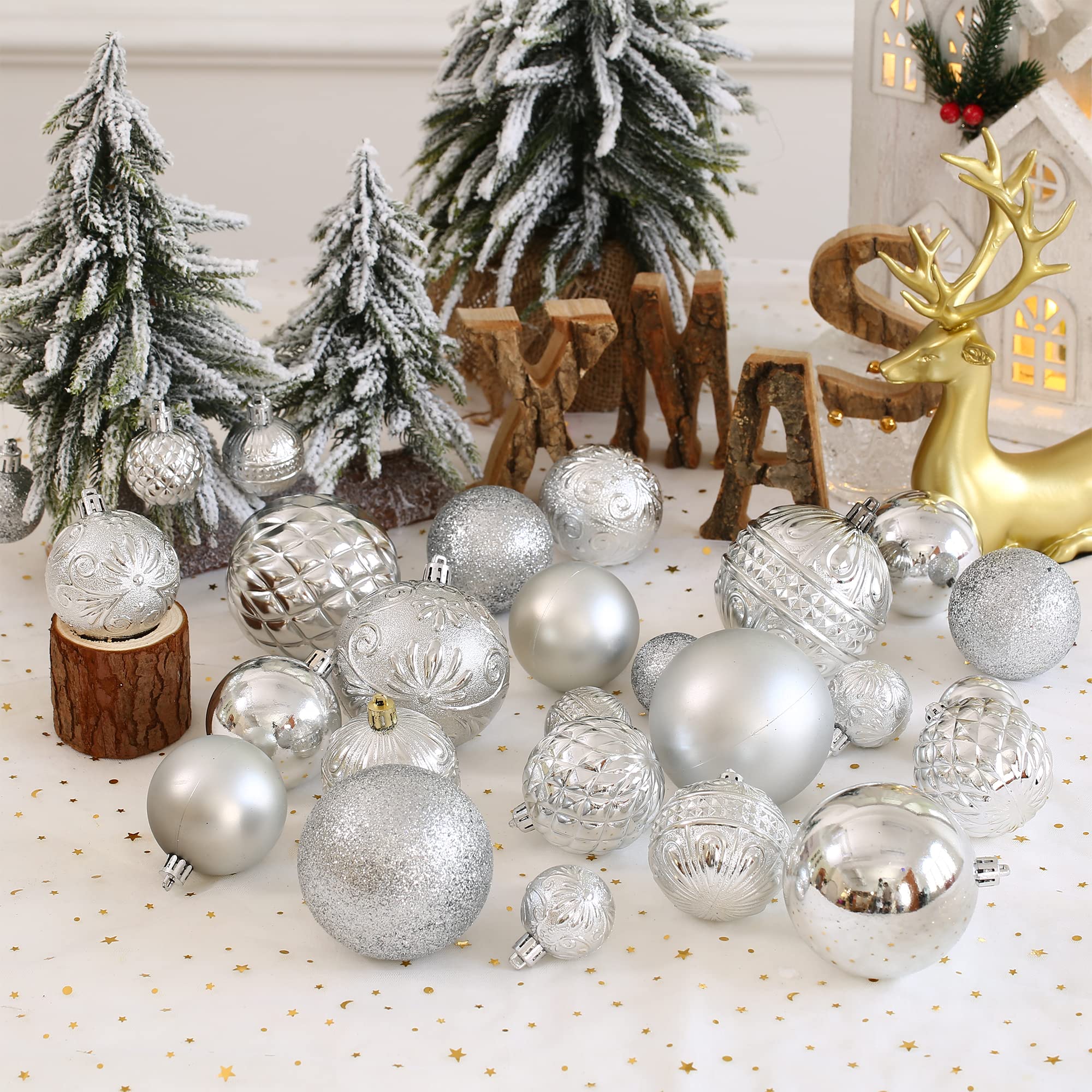 Amazon.co.jp: クリスマスボールオーナメント シルバー クリスマス