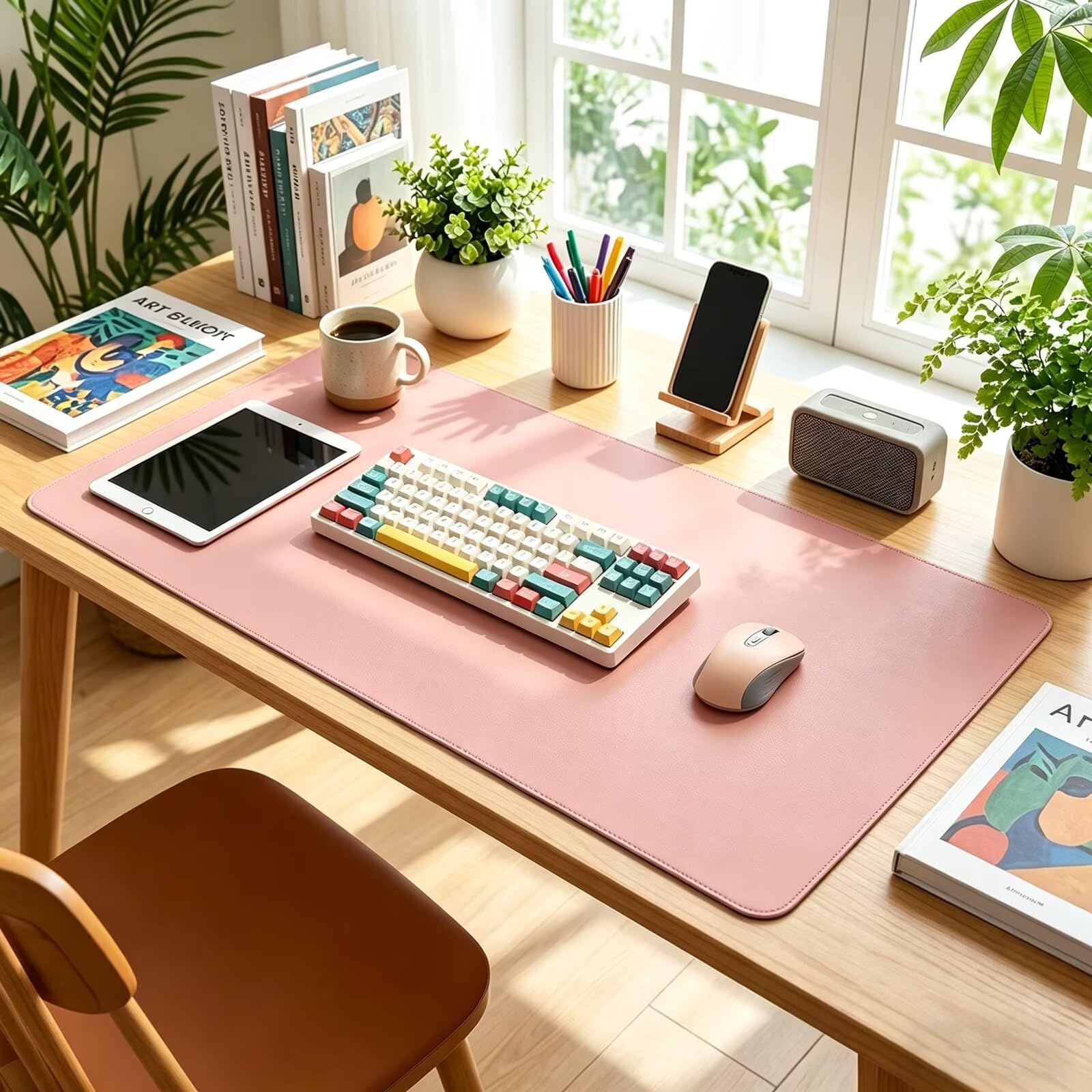 LCYFBE Desk Mat | Felt Desk Pad Protector | Office Felt Desk Mat | Keyboard Pad | Extra Large Mouse Pad… (Pink, 47x50cm)