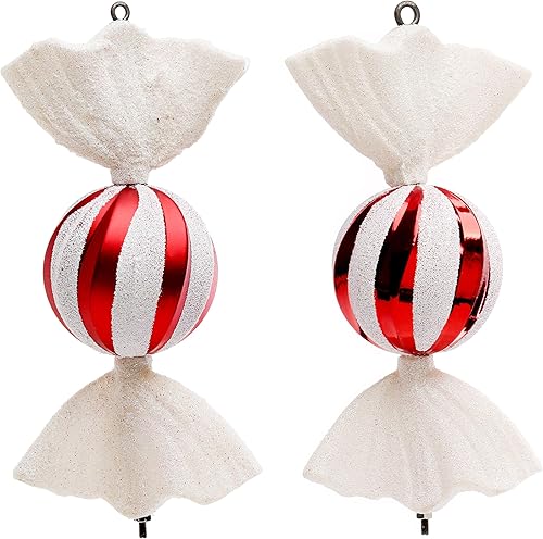 Decoraciones de adornos de Navidad, pintura de Navidad, juego de bolas de adornos de caramelo, decoraciones colgantes hechas a mano de 6.9 pulgadas,