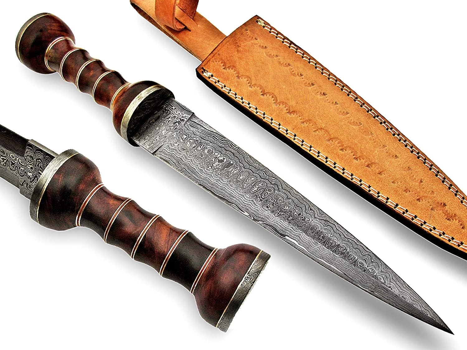Poshland REG-2197 - Custom Handmade Damascus Steel 15 Inches Blade Knife - Perfect Grip Rose Wood Handle