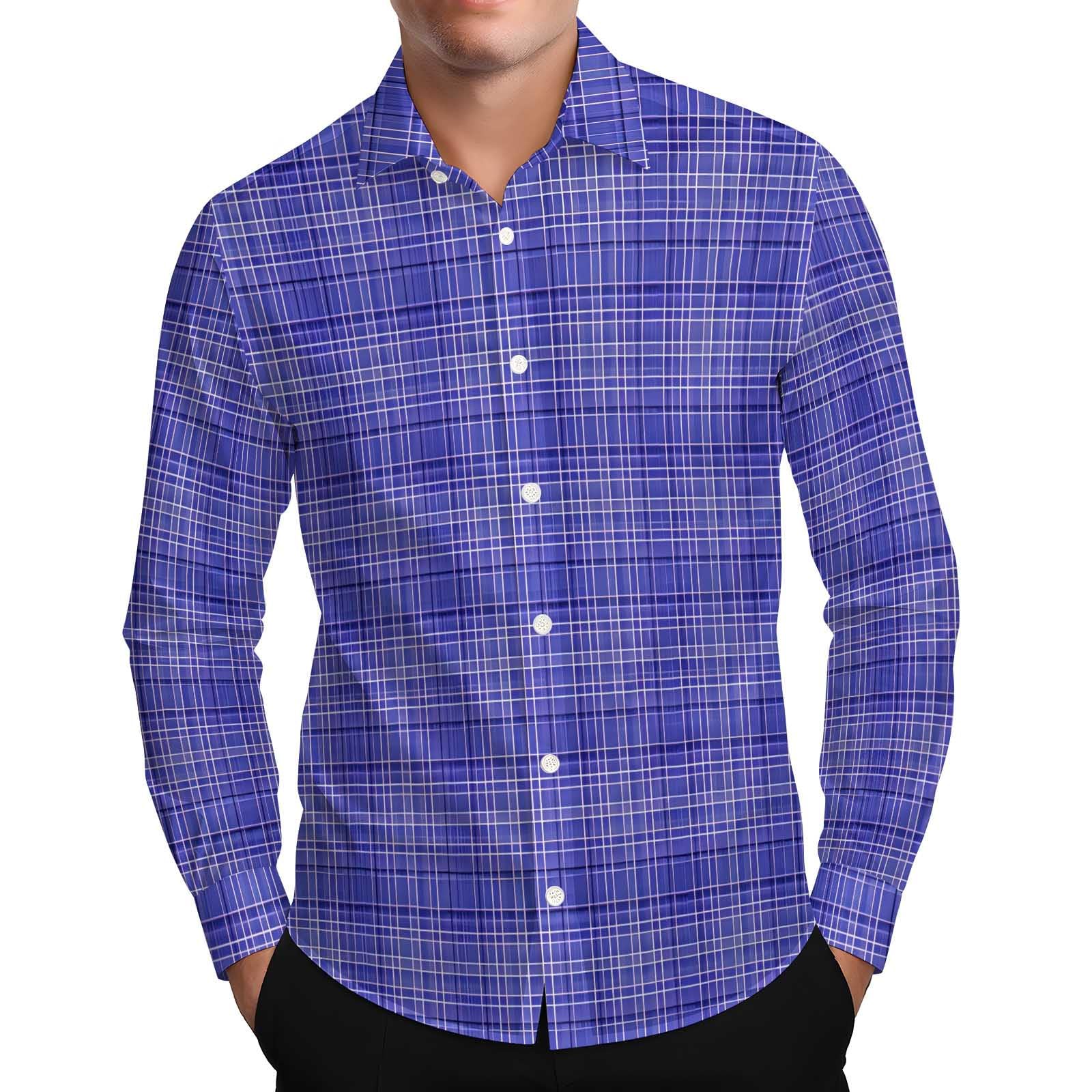 Mens Plaid Button Down Shirts Regular Fit Long Sleeve Fall Outdoor Casual Business Dress Shirts
