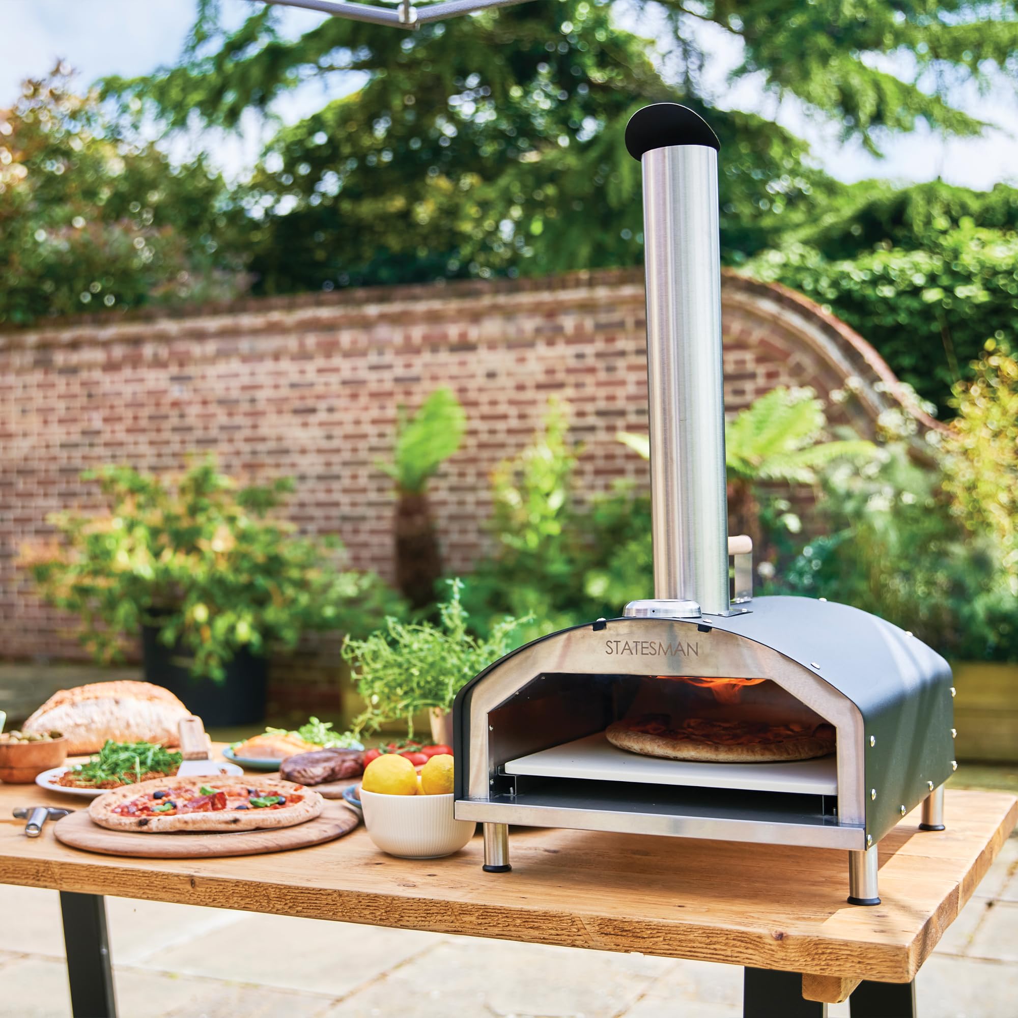 Statesman SKPO0W13SS Tabletop Wood Fire Pizza Oven with 13