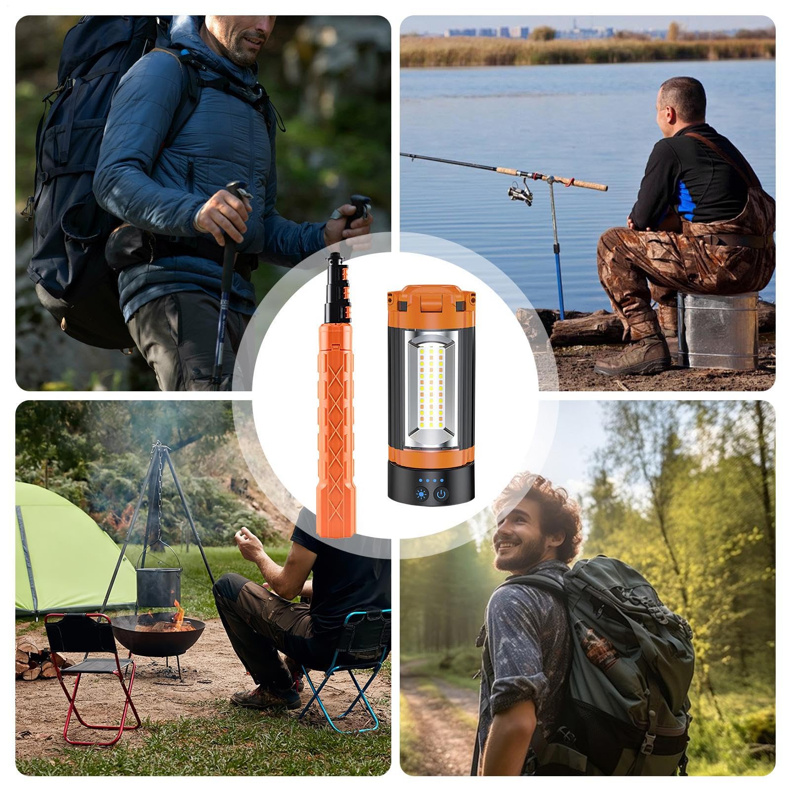 Ładowalna Lampa Kempingowa 4 tryby, 10000mAh przenośna lampa LED ze | Przenośna latarka robocza do warsztatu, garażu, inspekcji, napraw, ciężarówek, wędkowania,