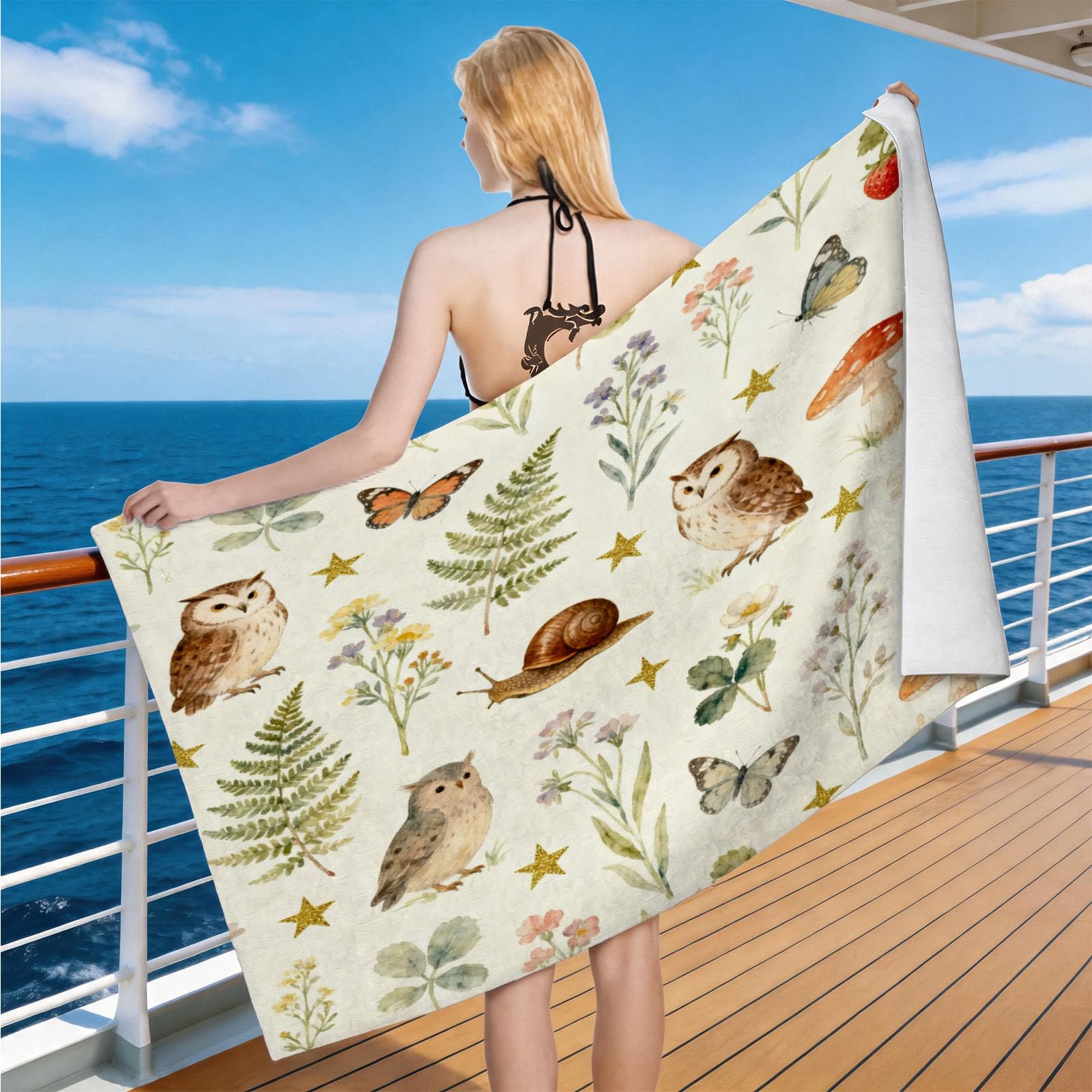 Hongduo Microfiber Quick Dry Beach Towel Watercolor Forest, 3D Forest Theme Beach Towels Absorbent Fast Drying Bath Towels, Travel Camping Gym Swimming Bathroom (100x200cm)