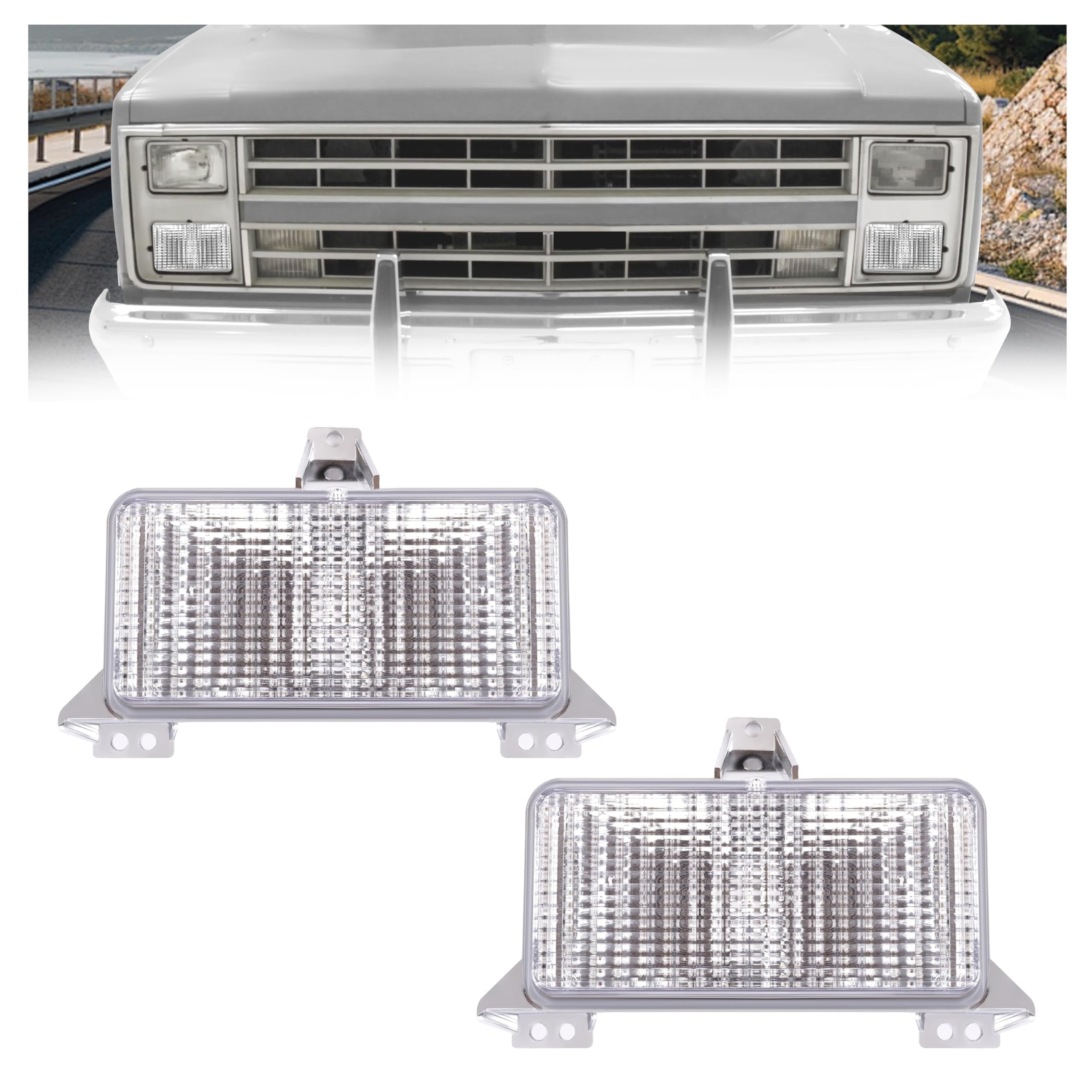 HECASA Turn Signal Lights Lamps Assembly Compatible with 1983-1991 Chevrolet Chevy Blazer GMC Suburban Pickup Truck Driver & Passenger Parking Light