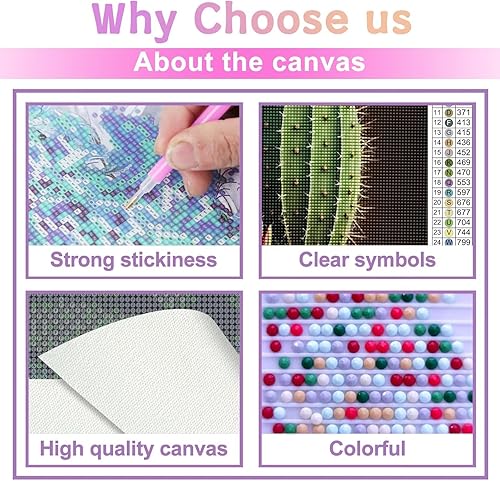 Miniatura 6 de Treff Juego de pintura de diamantes, planta en maceta de cactus 5d, pintura de serie de plantas, adecuada para el hogar, la oficina y la decoración