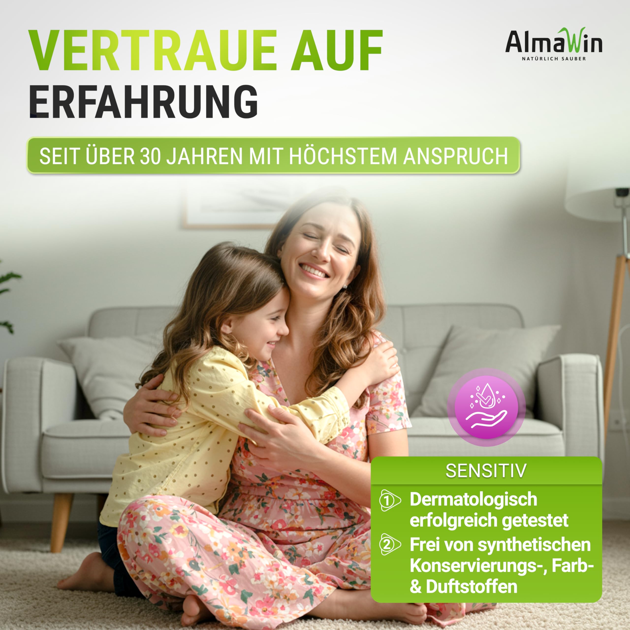 AlmaWin® Weichspüler mit Lavendel-Duft [6x 750ml - 180 Ladungen] für kuschelweiche Wäsche - Veganer Weichspüler Bio kombinierbar mit allen Waschmitteln - Flüssiger Weichspüler Öko Softener