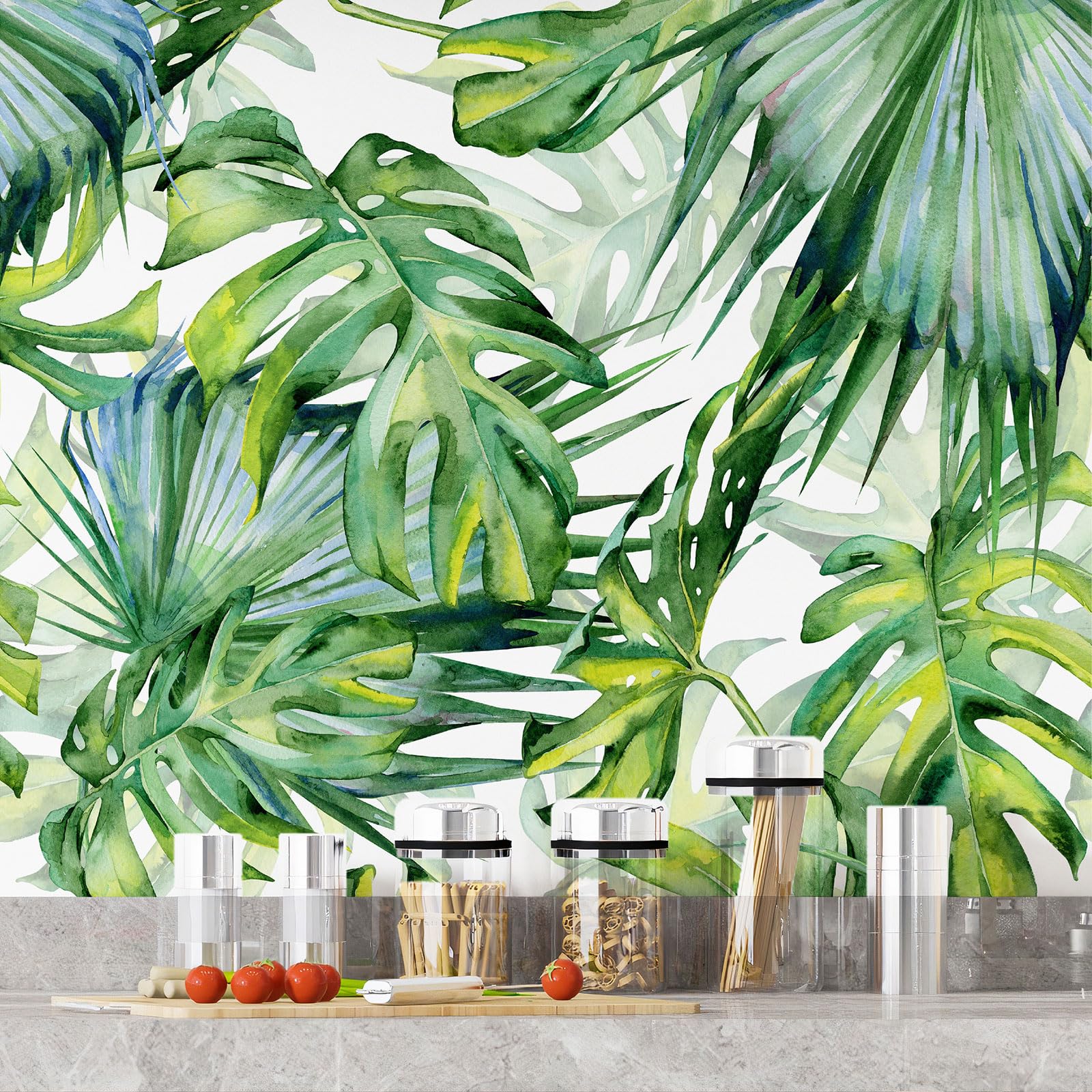 Lumalea Adesivo adesivo per cucina, motivo: fiori tropicali 3617681218784, adesivo + protezione lucida, 90 x 90 cm