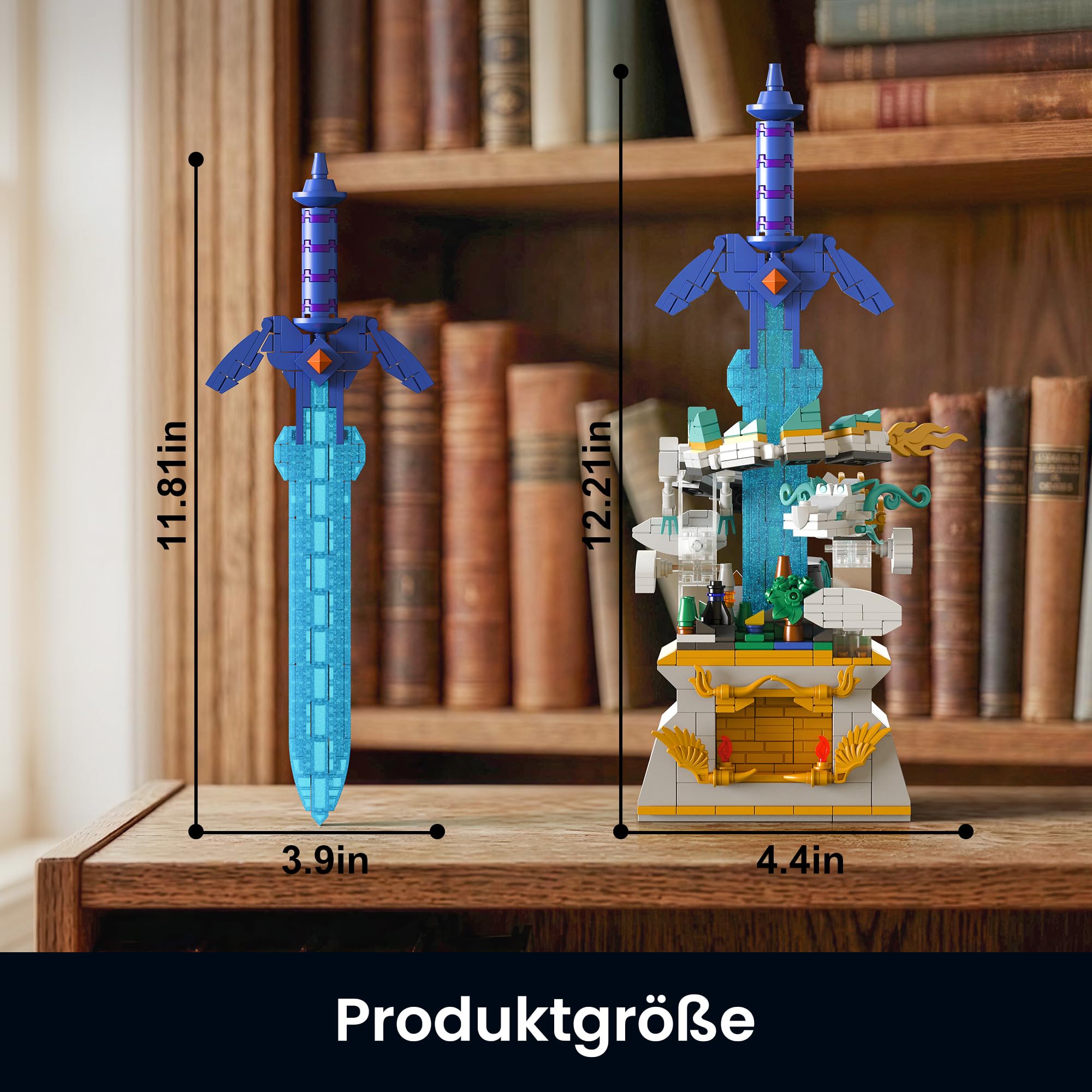 Sillbird Fantasy Schwert und Drache Baukasten für Jungen | leuchtender Klemmbausteine Display Modell, Geschenk zu Weihnachten und Geburtstag für Kinder ab 8 Jahren, 725 Teile
