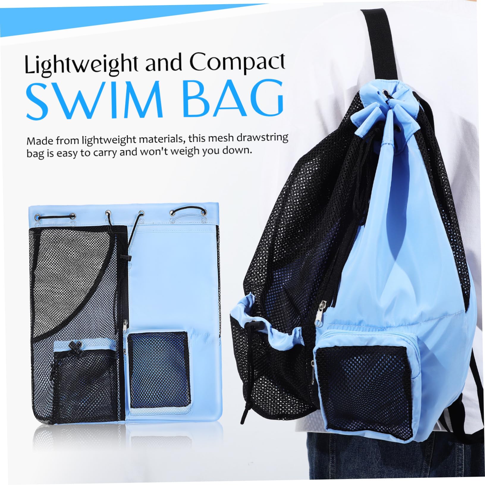 Mobestech Swim Bag Mesh Drawstring Backpack for Adults for Organizing Swim Gear Lightweight Material