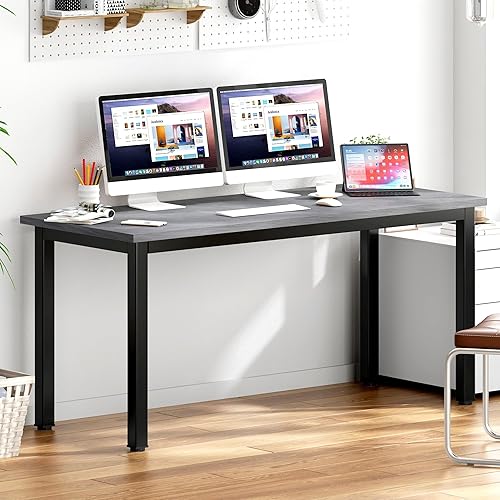 Miniatura 101 de DlandHome Escritorio pequeño para computadora de 31.5 pulgadas, mesa de escritura para espacios pequeños, mesa de estudio, escritorio para Nogal