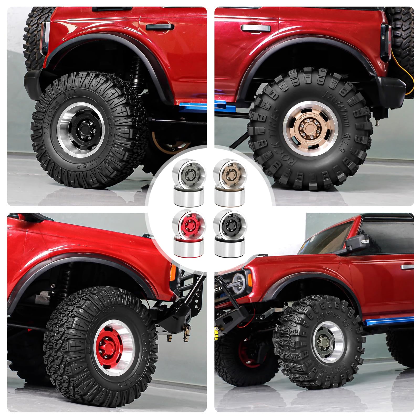 Générique Roues Beadlock de Voiture télécommandées, pour échelle, télécommande pour véhicules, Amateurs de chenilles, Roues Beadlock