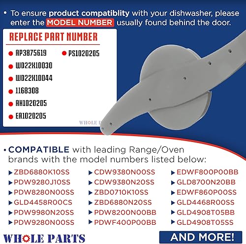 Miniatura 3 de Whole Parts Conjunto de brazo rociador inferior para lavavajillas, color gris, parte # WD22X10047 - Reemplazo y compatible con algunos lavavajillas