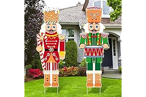 2-Pcs Nutcracker LED Lighted Christmas Outdoor Yard Stake Sign