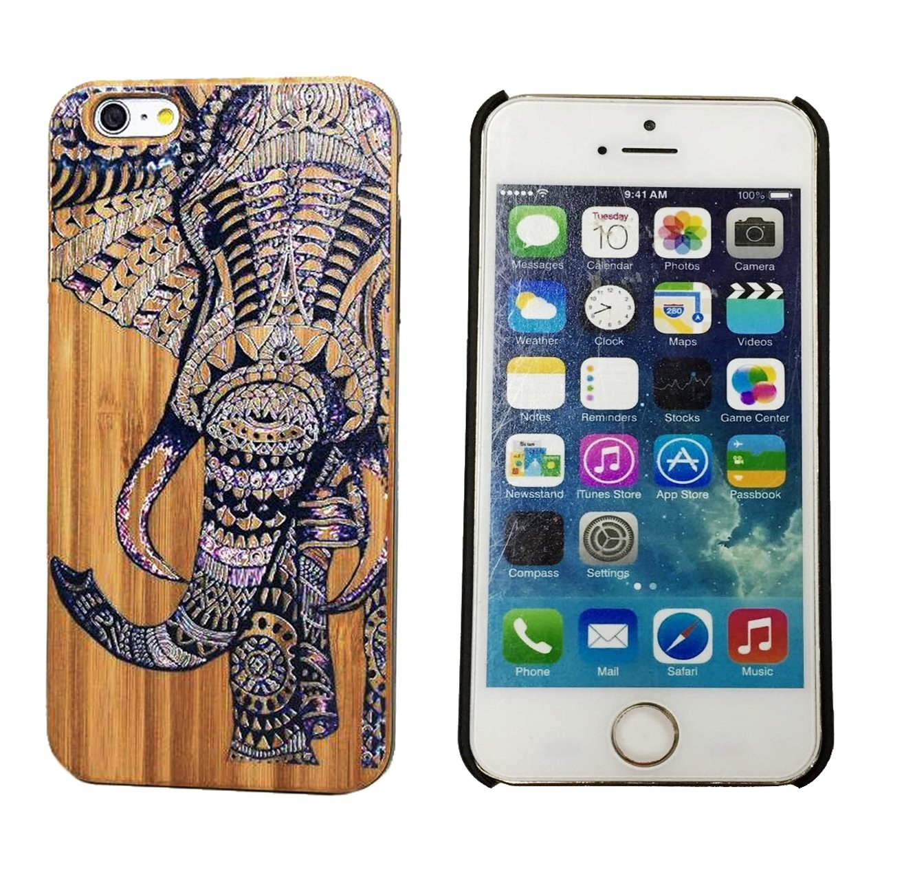 Fashion Case Genuine Bamboo Panel With Elephant Color Painting