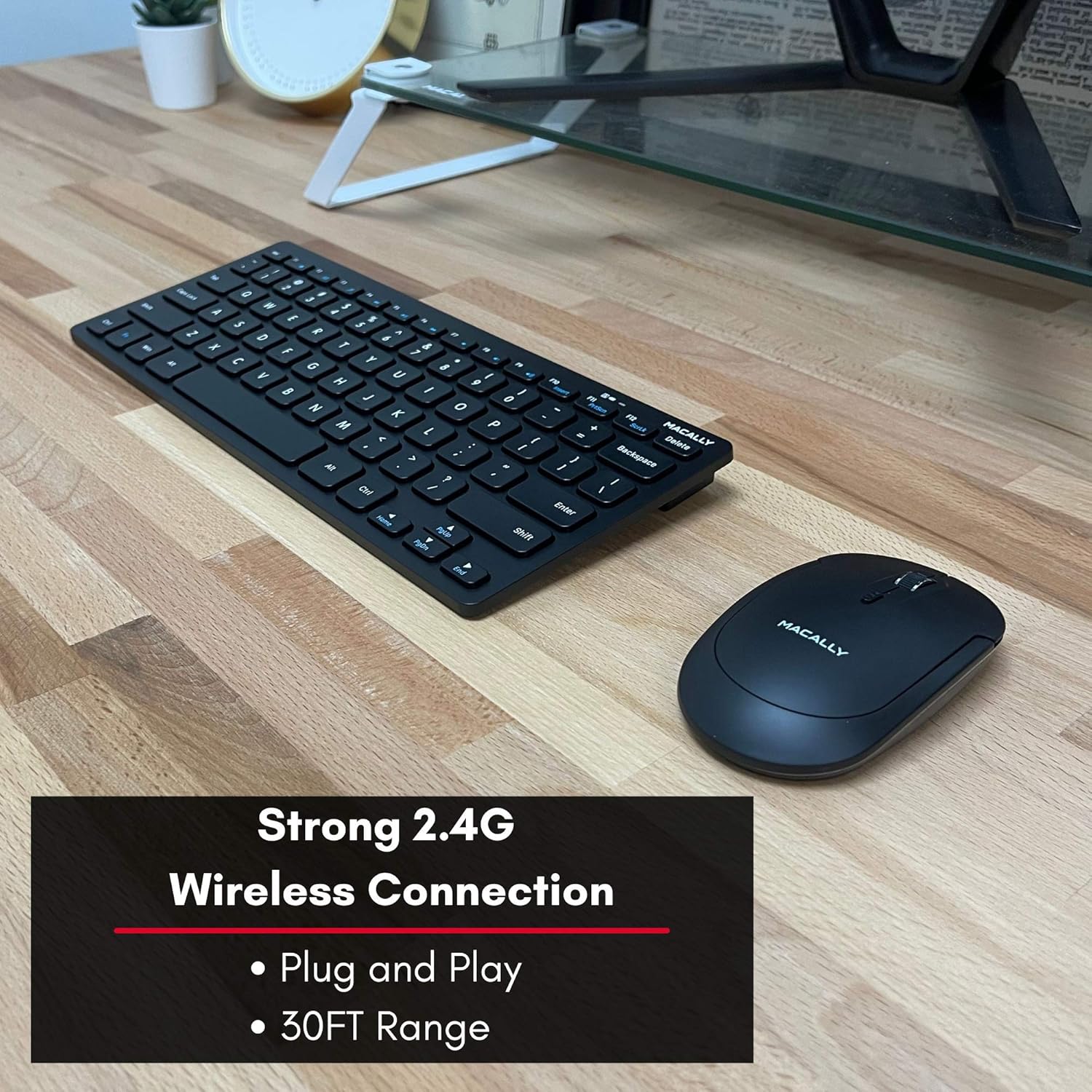🛒 Crazy Deals Macally Small Wireless Keyboard and Mouse Combo - an Essential Work Duo - 2.4G Compact Wireless Keyboard Mouse for PC - 78 Key Cordless Mouse and Keyboard Combo with Mini Body and Quiet Click