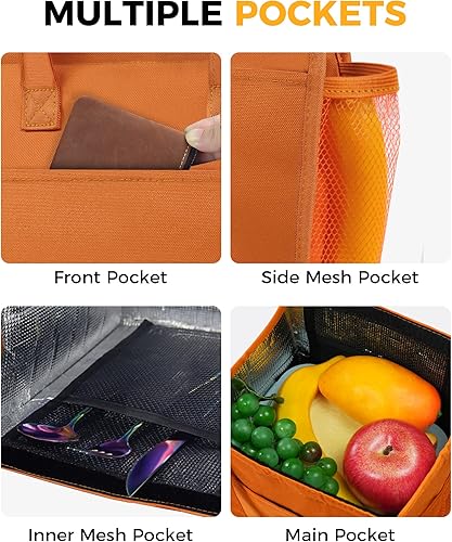Vista 36 de Fmeida Lonchera aislada para mujeres y hombres, bolsas de almuerzo grandes de 9 litros con múltiples bolsillos, bolsa térmica reutilizable