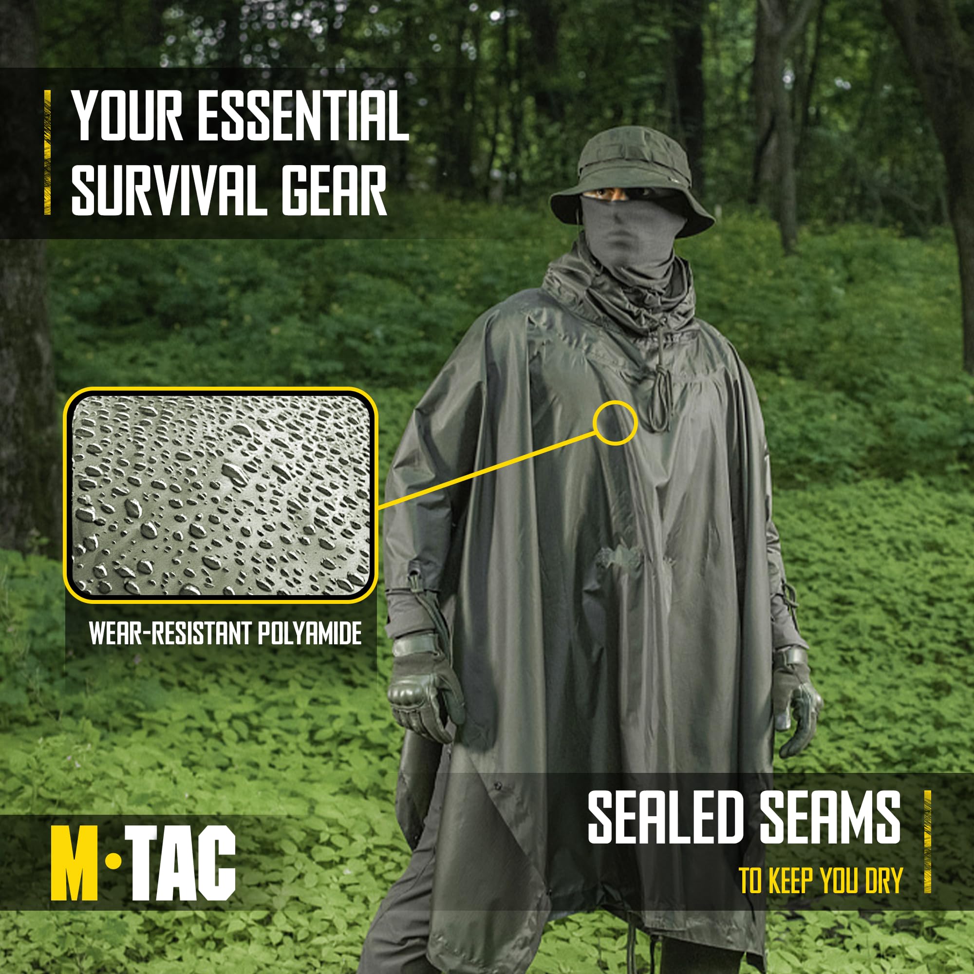M-Tac Poncho - Impermeable militar para hombre