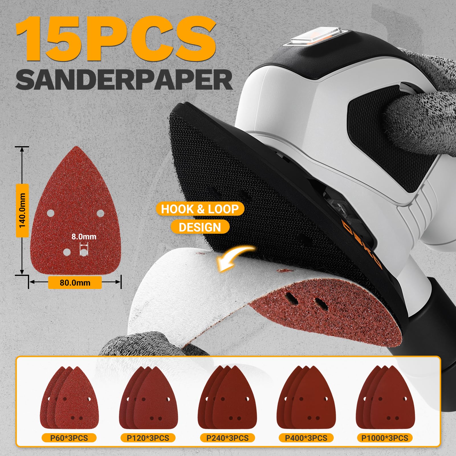 DEKOPRO Detail Sander - Smooth Finishes & Tight Spaces -6