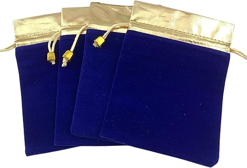 Miniatura 4 de Palmhomee Paquete de 12 bolsas de terciopelo con cordón para regalo bolsa de terciopelo para joyas bodas y fiestas 5 x 6 pulgadas azul rey apertura