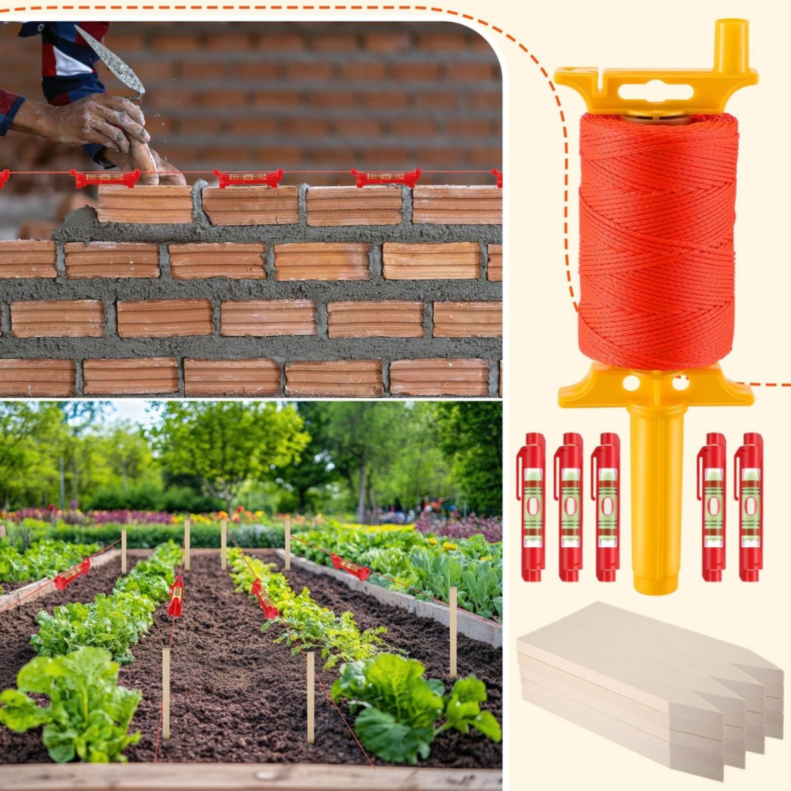 kowaku Avvolgitore Corda da Giardinaggio Rotolo Guida Tracciamento Corda Nylon Visibile Pioli Giardino Mini a Clip Impugnatura Comoda Organizzazione su