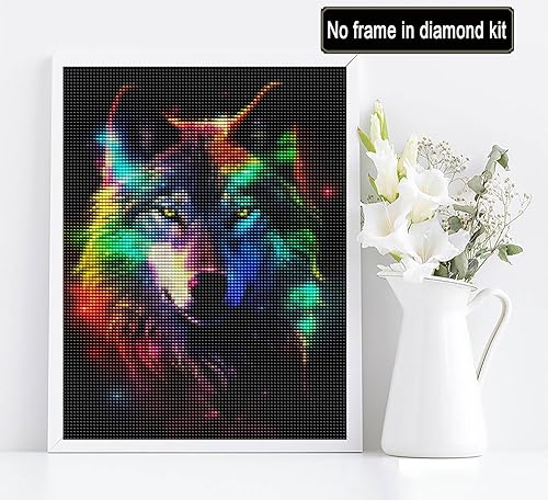 Miniatura 2 de Diymood Kits de pintura de diamantes 5D para niños y adultos, lobo - Kits de arte de diamantes para niños y adultos coloridos  Taladro completo