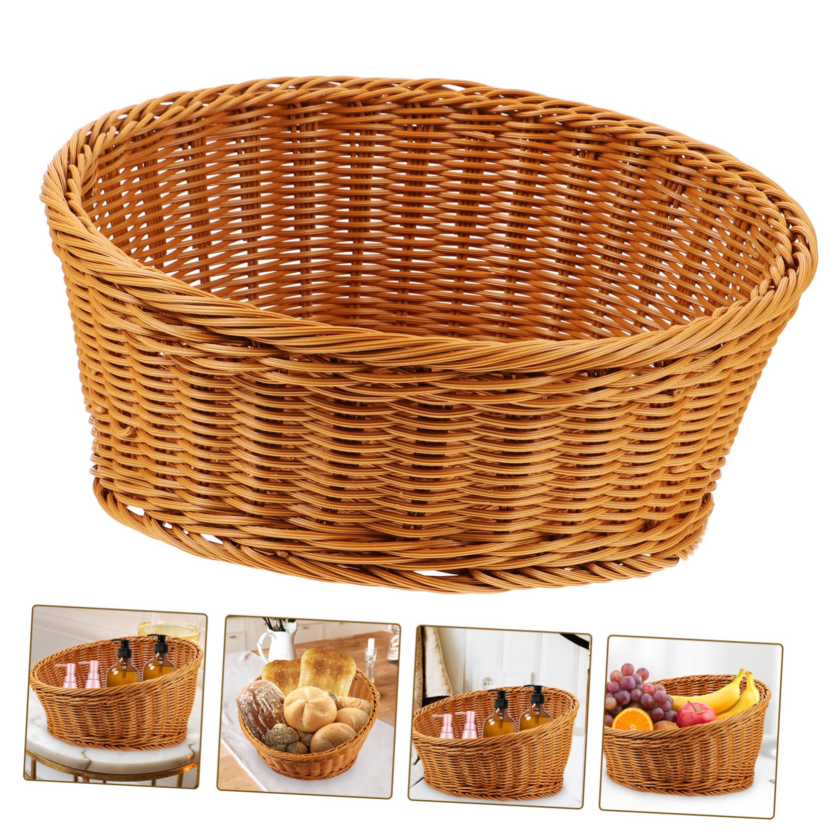UKCOCO Cesto da Tavolo in Vimini Sintetico Organizer Cucina Pratico e Robusto Design Intrecciato la Casa e Decorazione Rustica