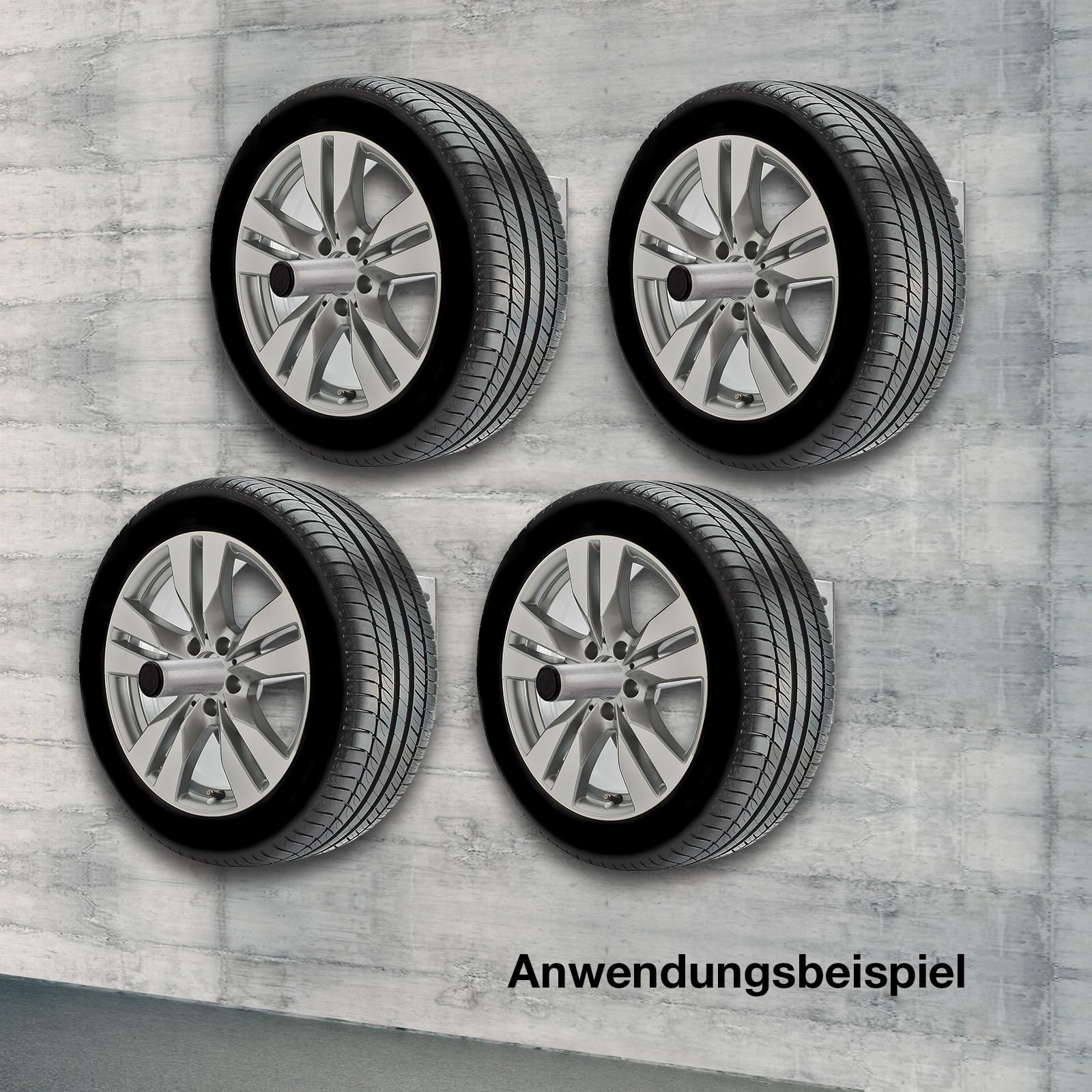 DEMA 4X Autoreifen-Halter – Reifenhalter, Wandhalter, Reifenlagerung – robust, langlebig, platzsparend – für PKW, Auto, Garage, Werkstatt, Reifenaufbewahrung, Heimwerker